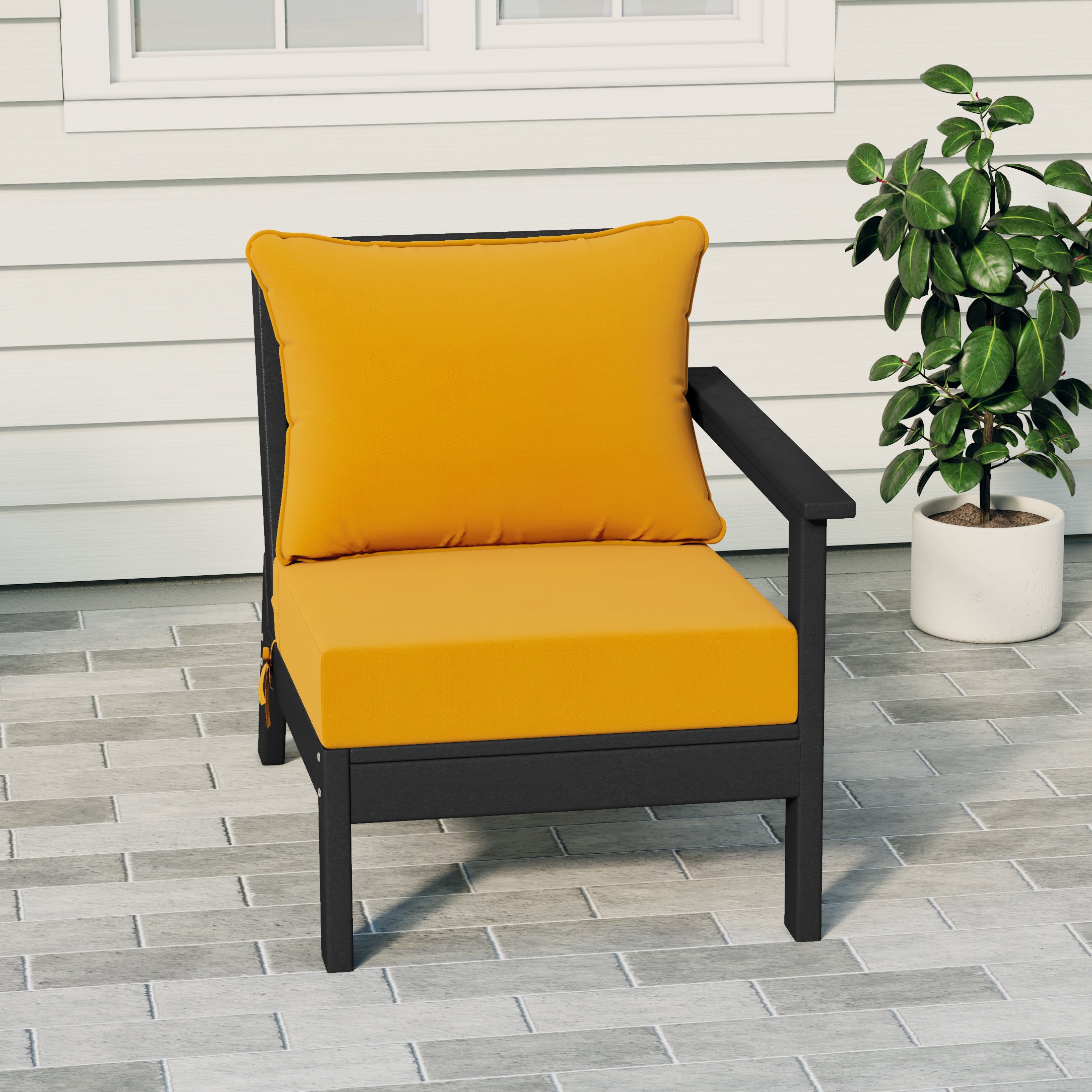 Portsmouth Outdoor Patio HDPE Right Arm Sectional Corner Club Chair with Patio Cushions