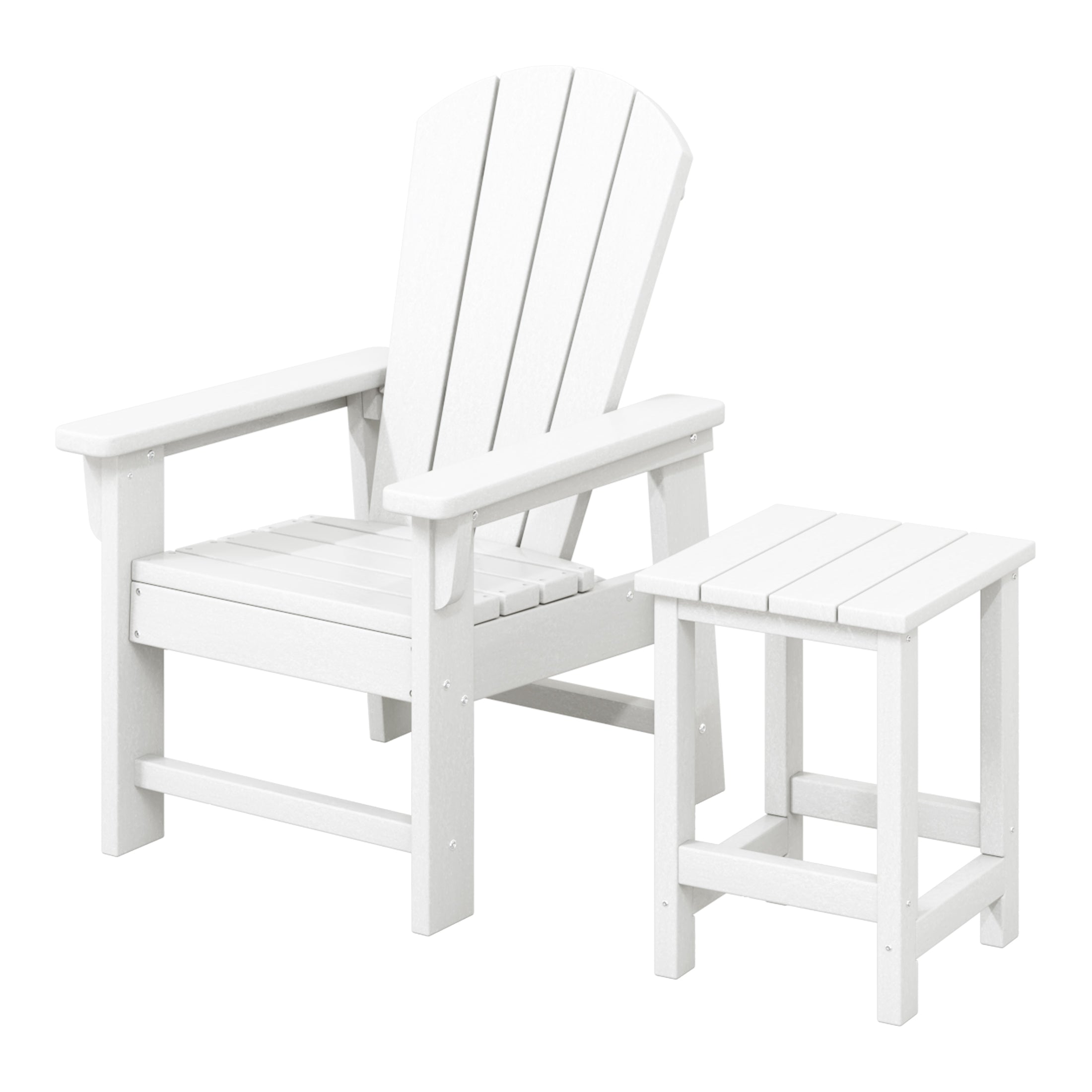 Paradise 2-Piece Kids Outdoor HDPE Adirondack Chair With Square Side Table Set