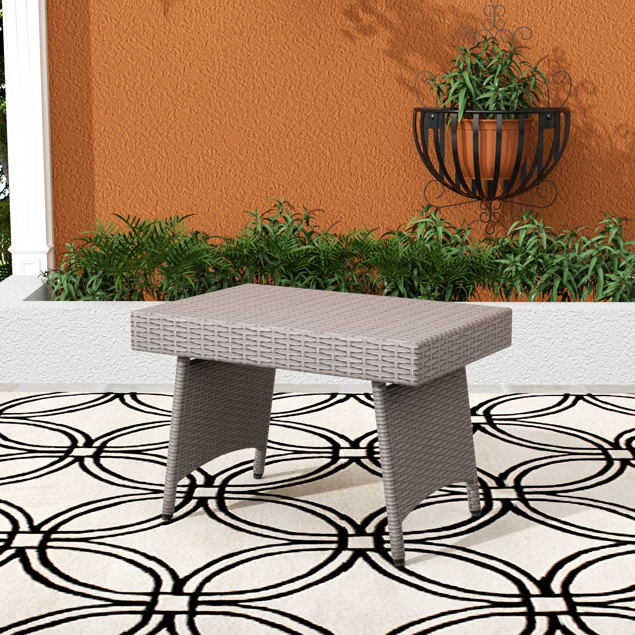 Wynston Plastic Rattan Wicker Outdoor Patio Side Table