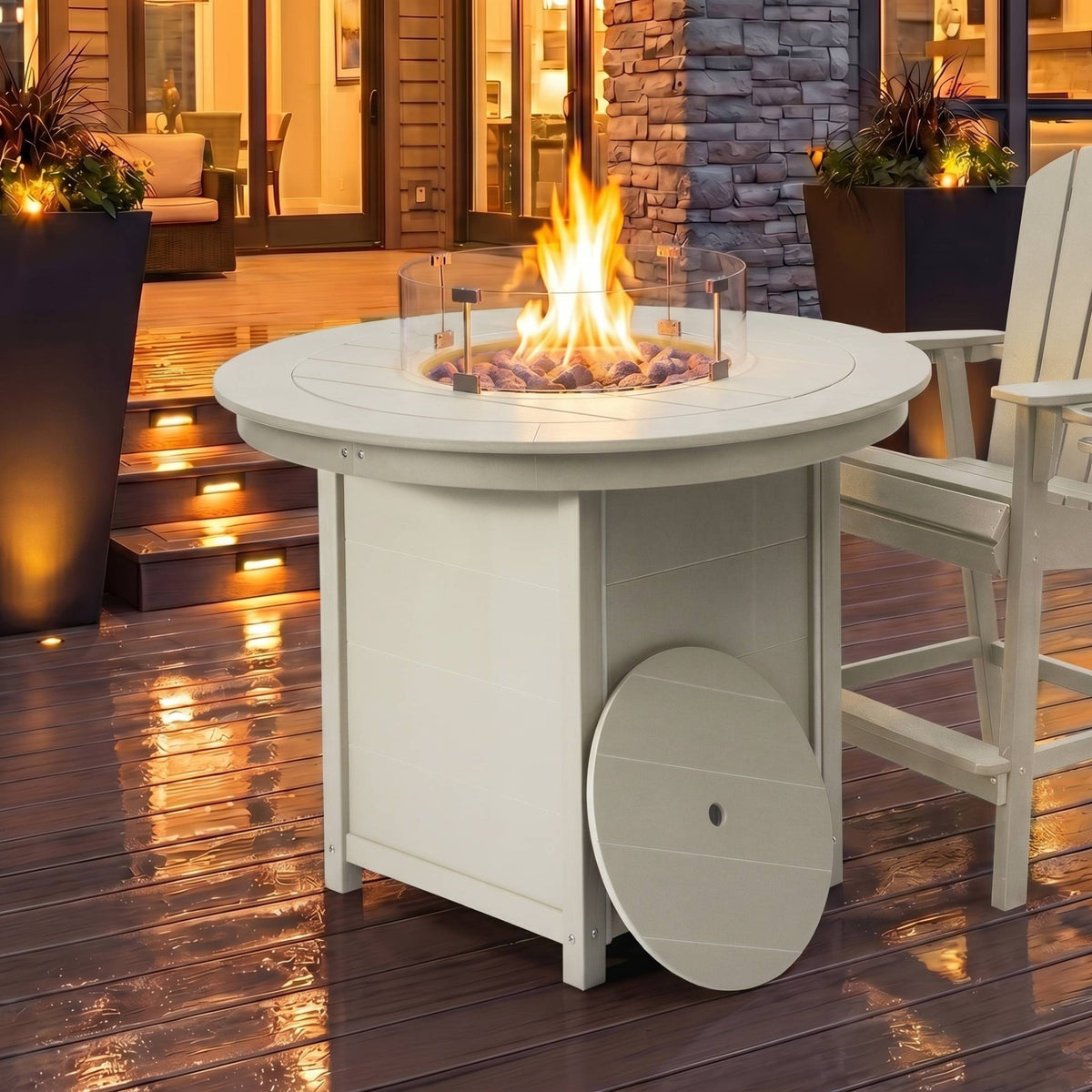 Sol 47" Modern Outdoor Patio Propane Round Counter Height Fire Pit Table