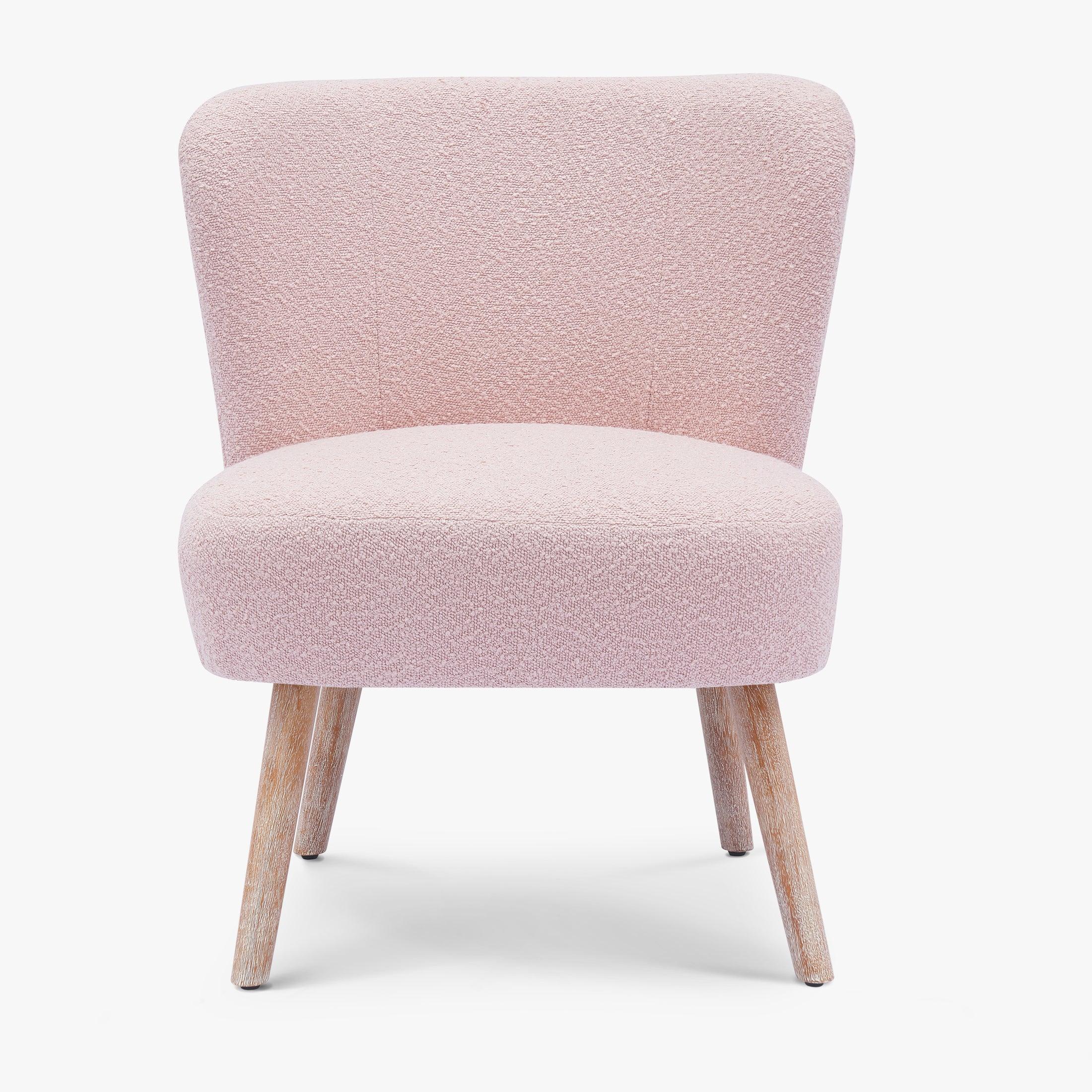 Amélie Mid-Century Boucle Accent Chair with Ottoman Foot Stool Set