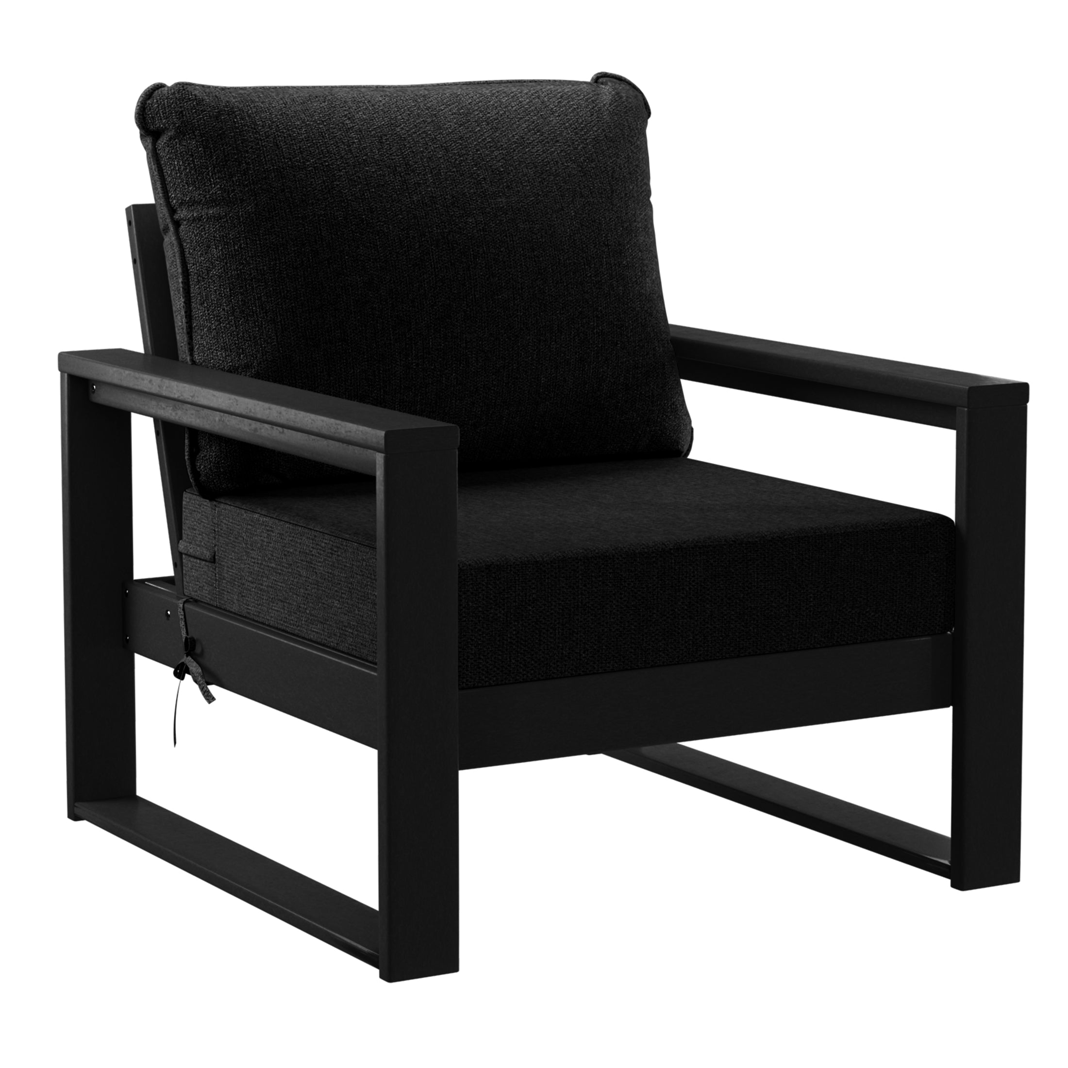 Rockaway Outdoor Modern HDPE Patio Club Chair with Waterproof Deep Seat Cushions (Set of 2)