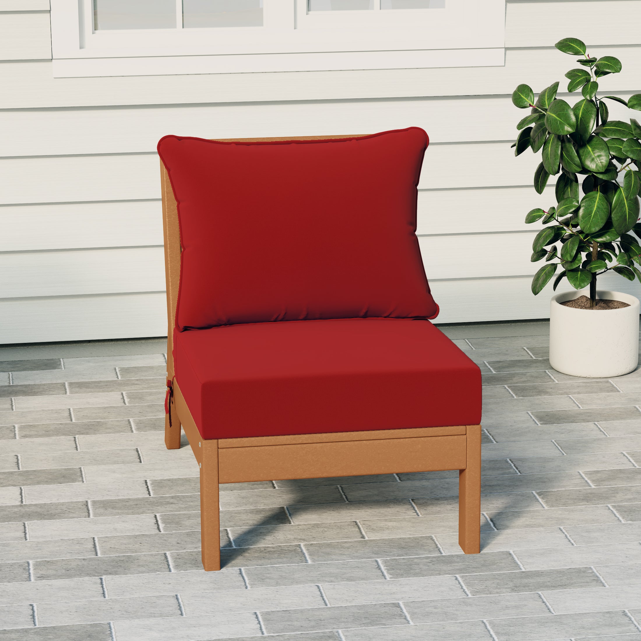 Portsmouth Outdoor HDPE Deep Seating Modular Armless Patio Chair with Patio Cushions