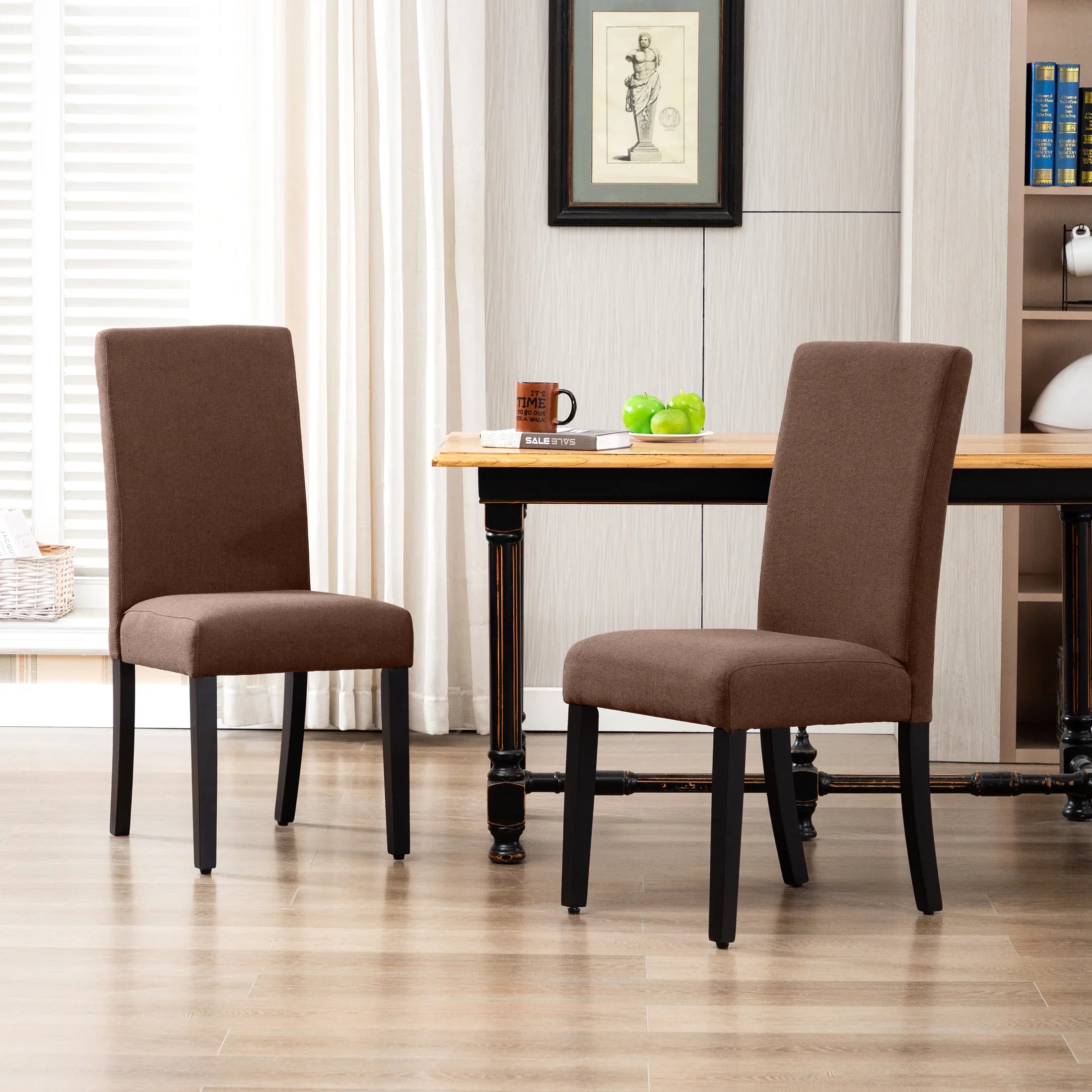 Adison Linen fabric tufted upholstered dining chairs ( 2 piece set )