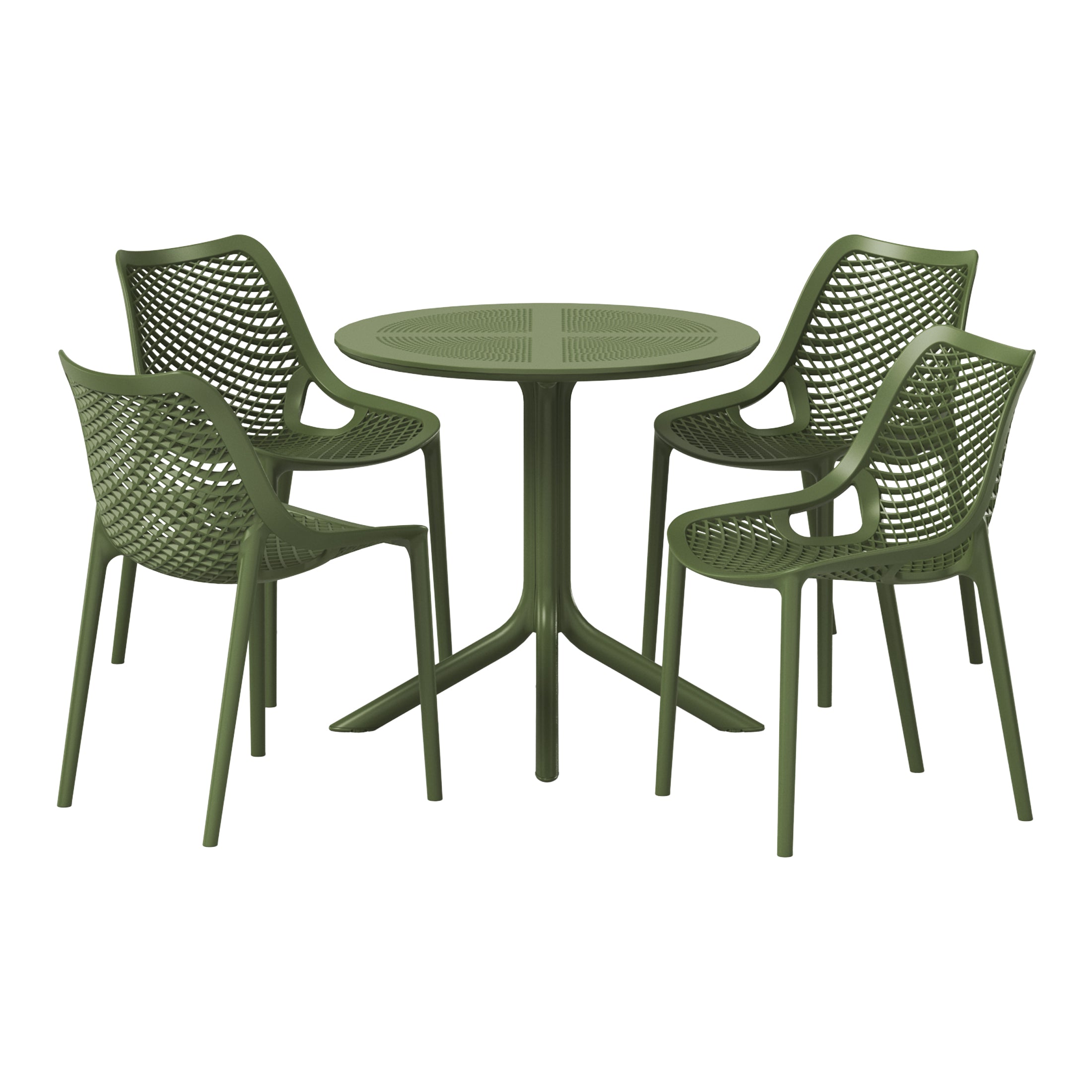 Sunshine 5-Piece Modern Round Patio Dining Table Set with Stackable Patio Dining Chairs