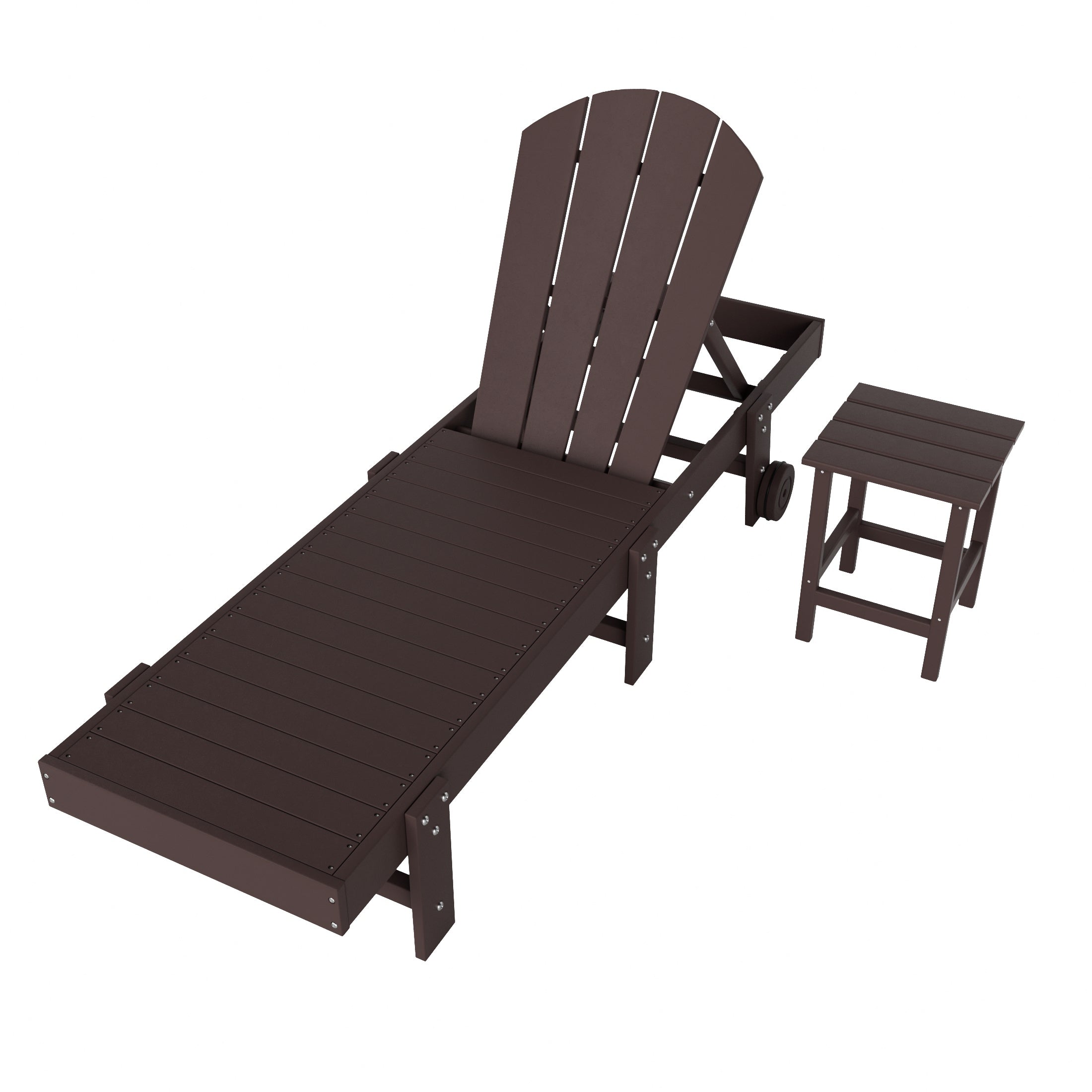 Paradise 2 Piece Adirondack Poly Reclining Chaise Lounge With Wheels