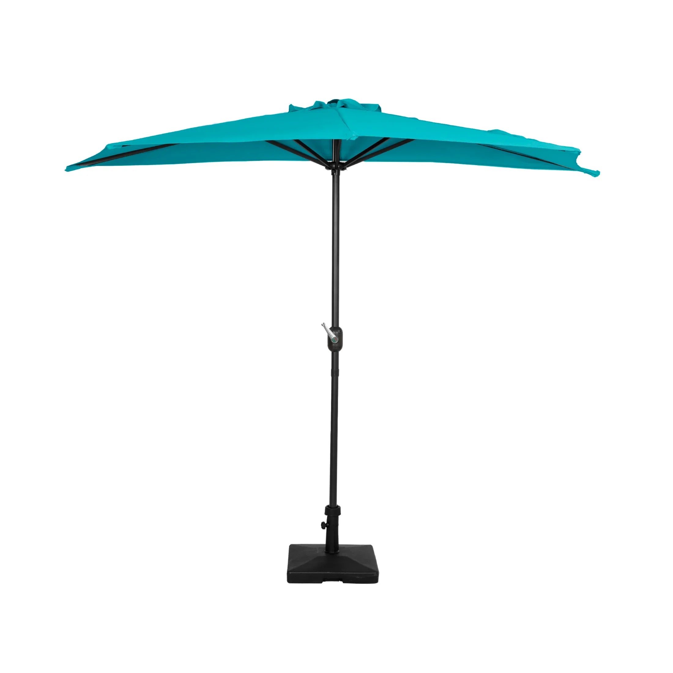 Easton 9 ft. Aluminum Half Market Crank Lift Patio Umbrella with Base