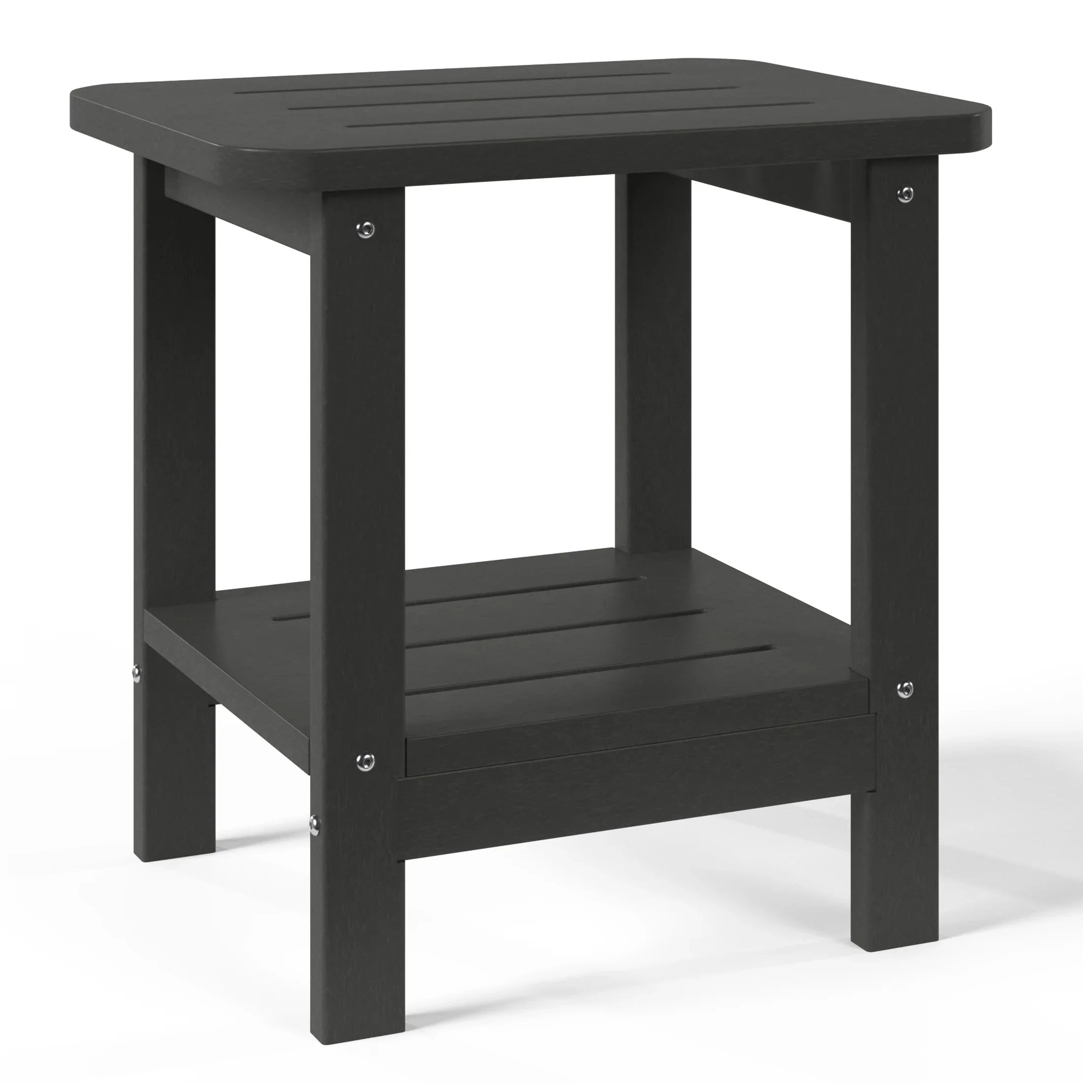Lago 2-Tier Outdoor HDPE Modern Adirondack Square Patio Side Table