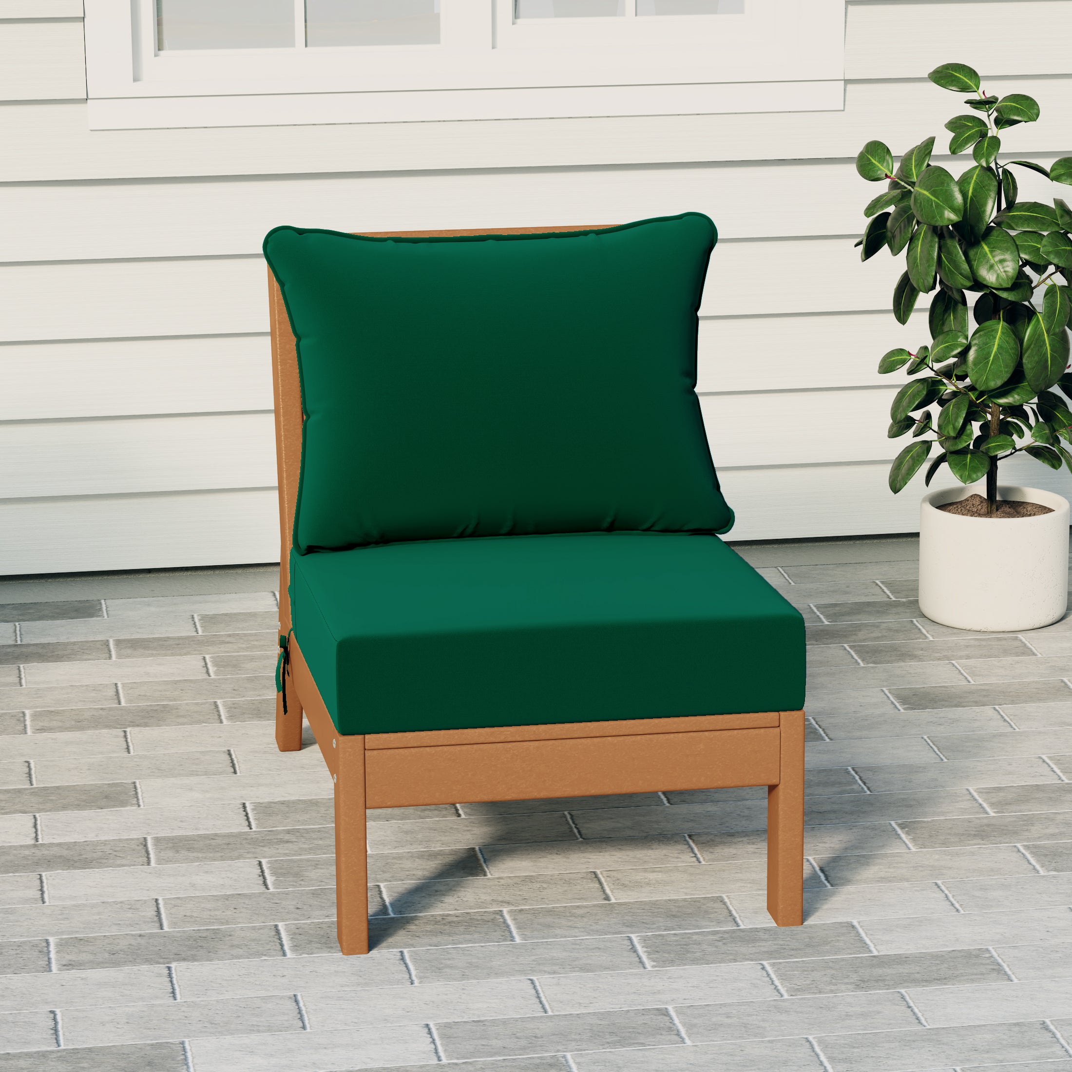 Portsmouth Outdoor HDPE Deep Seating Modular Armless Patio Chair with Patio Cushions