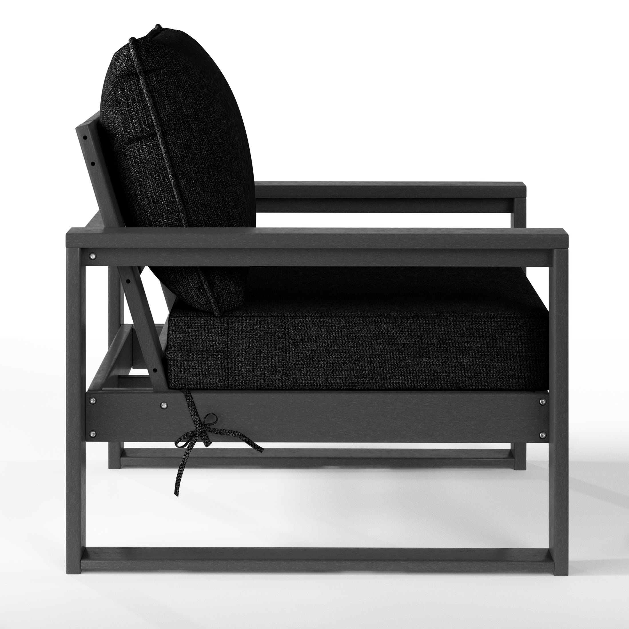 Rockaway Outdoor Modern HDPE Patio Club Chair with Waterproof Deep Seat Cushions