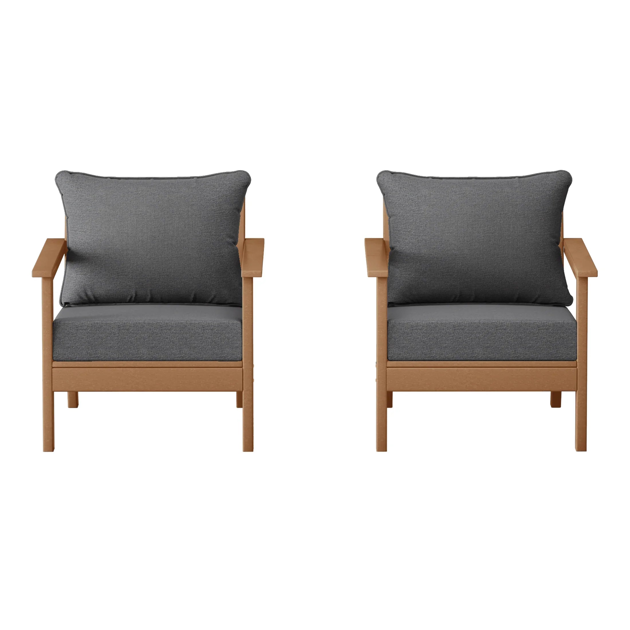 Portsmouth Outdoor Modern HDPE Patio Club Chairs with Deep Seat Cushions (Set of 2)