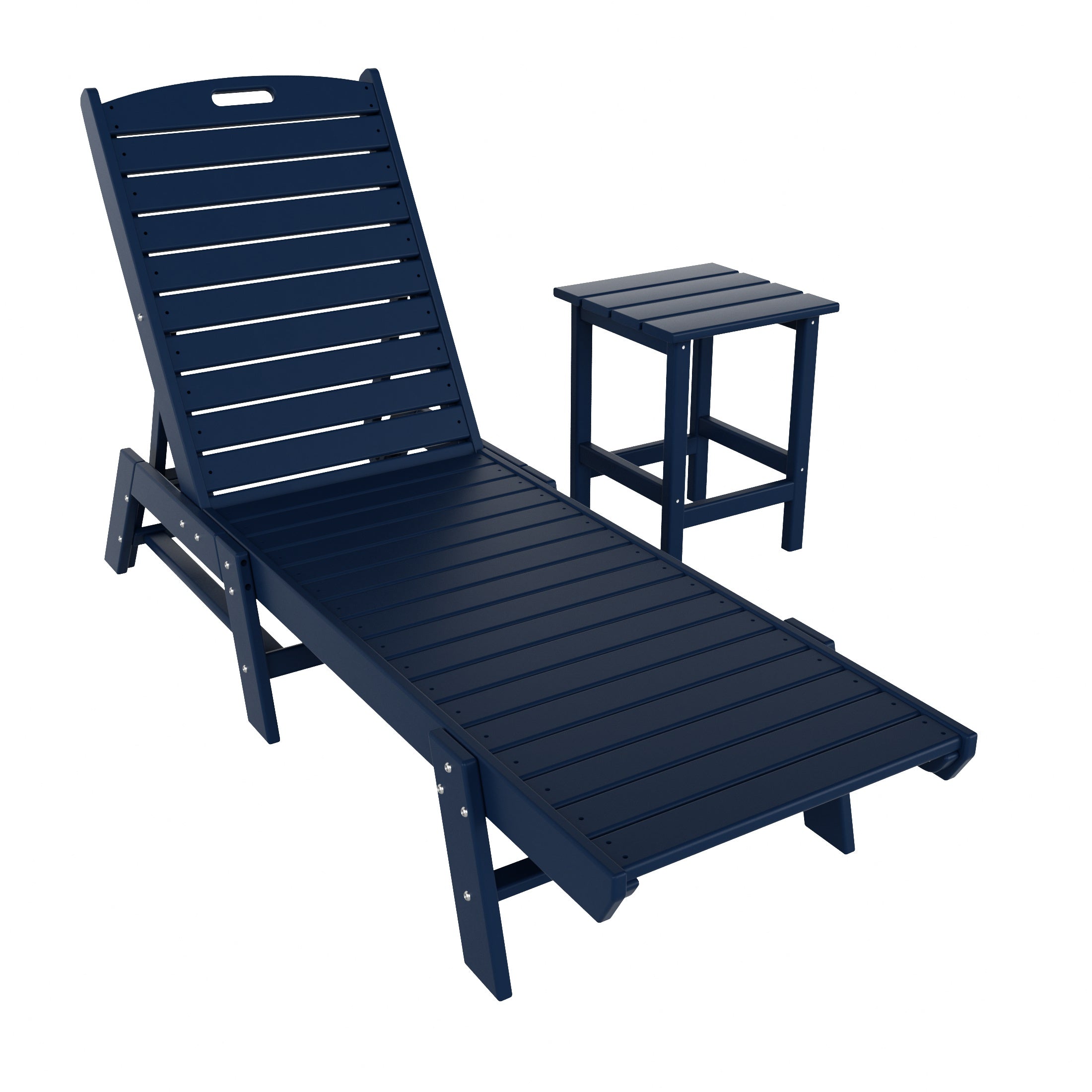 Paradise 2-Piece Poly Outdoor Patio Chaise Lounge Chair with Side Table Set