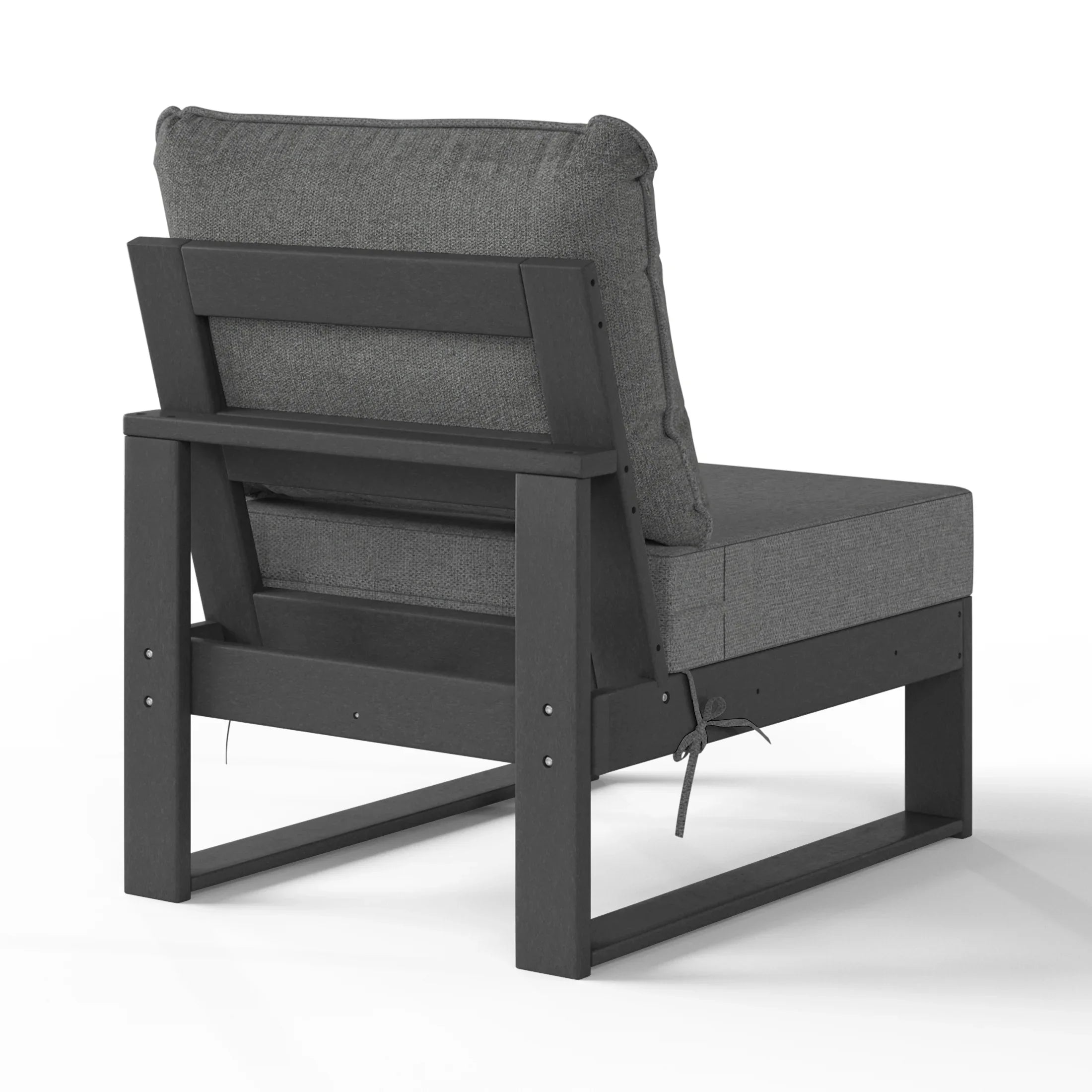 Rockaway Outdoor HDPE Sectional Armless Chair with Water-Proof Patio Cushions