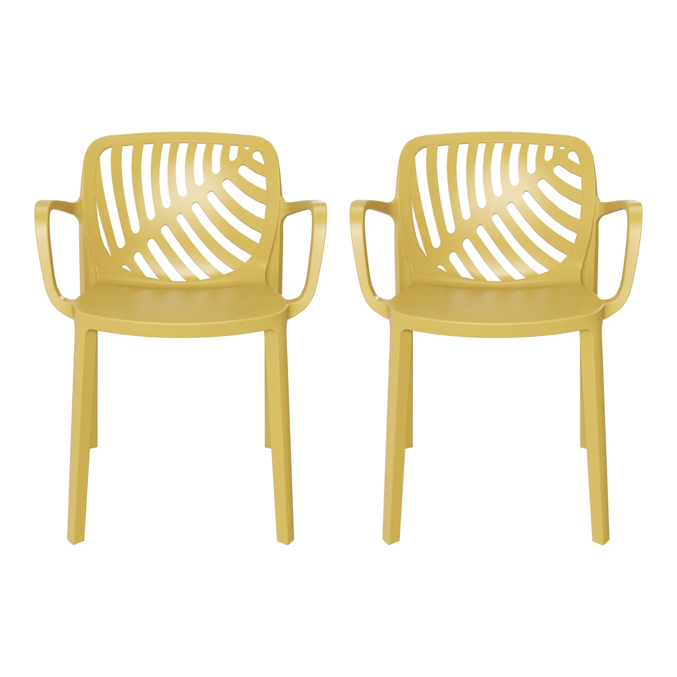 Sunshine Outdoor Modern Stackable Patio Dining Armchairs (Set of 2)