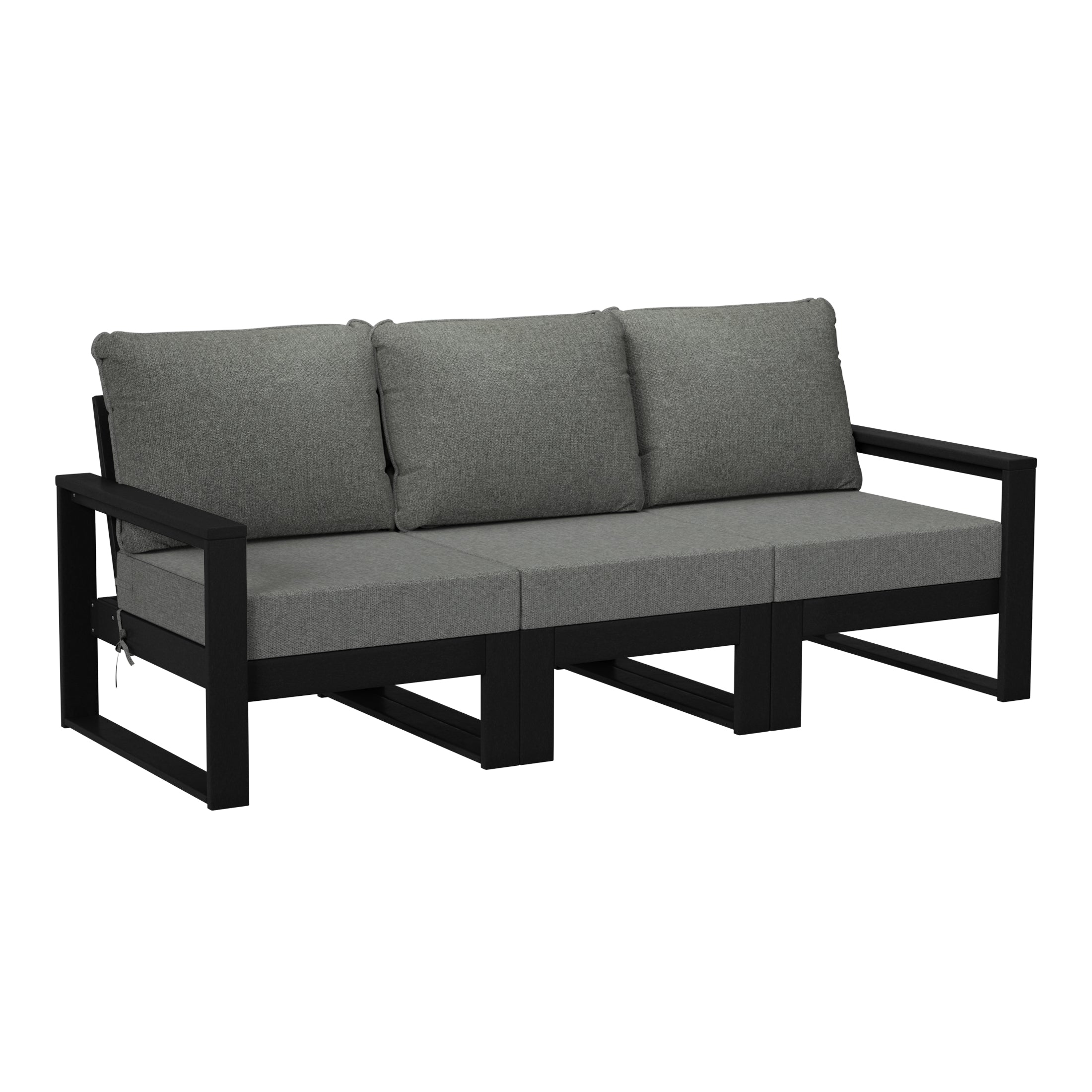 Rockaway Outdoor HDPE All-Weather Modern Deep Seating Patio Sofa with Waterproof Cushions