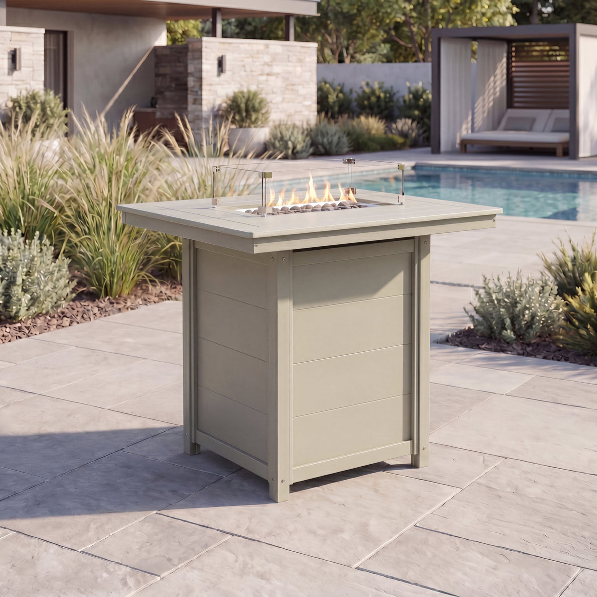 Sol 46" Modern Outdoor Patio Gas Propane Rectangle Fire Pit Table