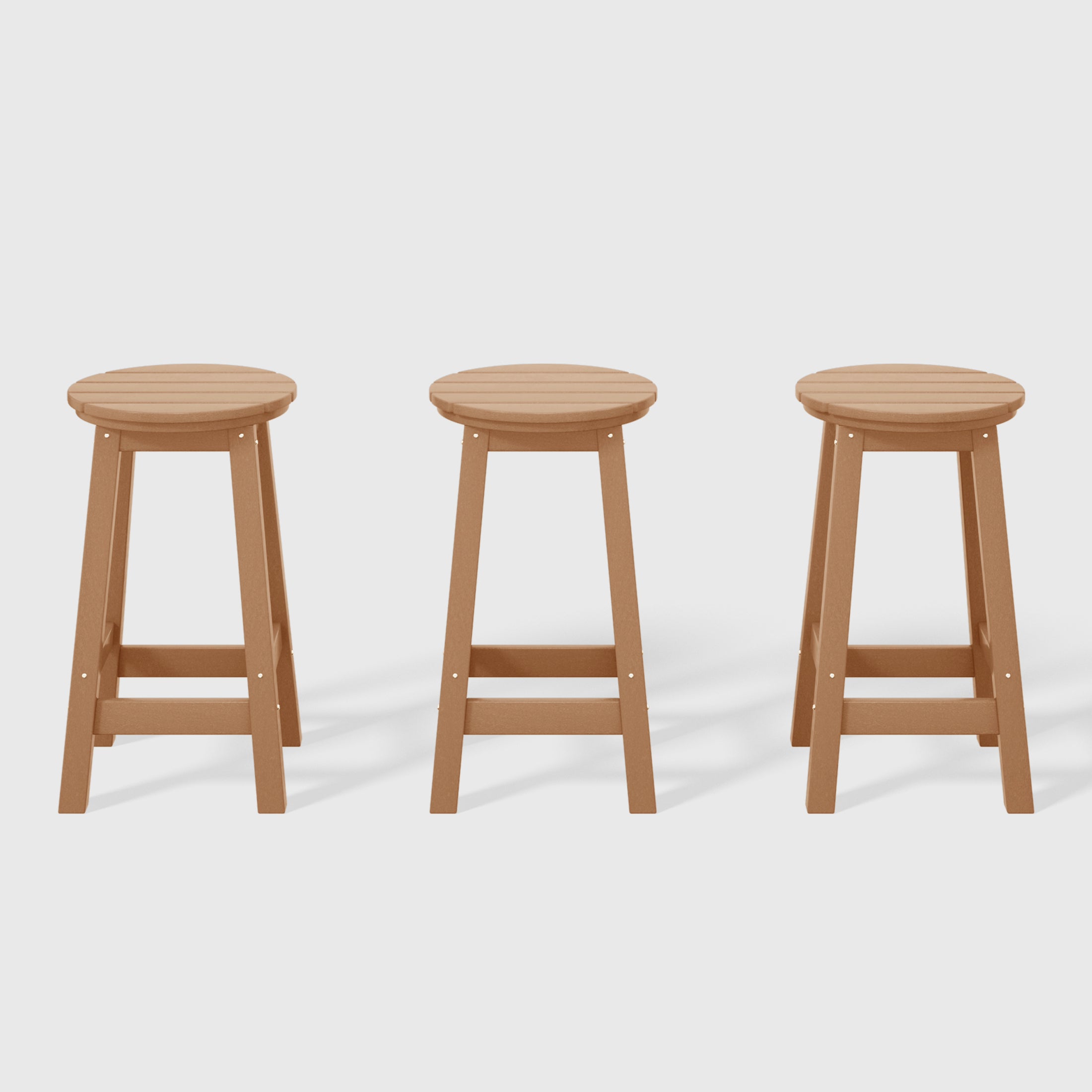 Paradise 24" HDPE Outdoor Patio Round Counter Height Bar Stool Set of 3