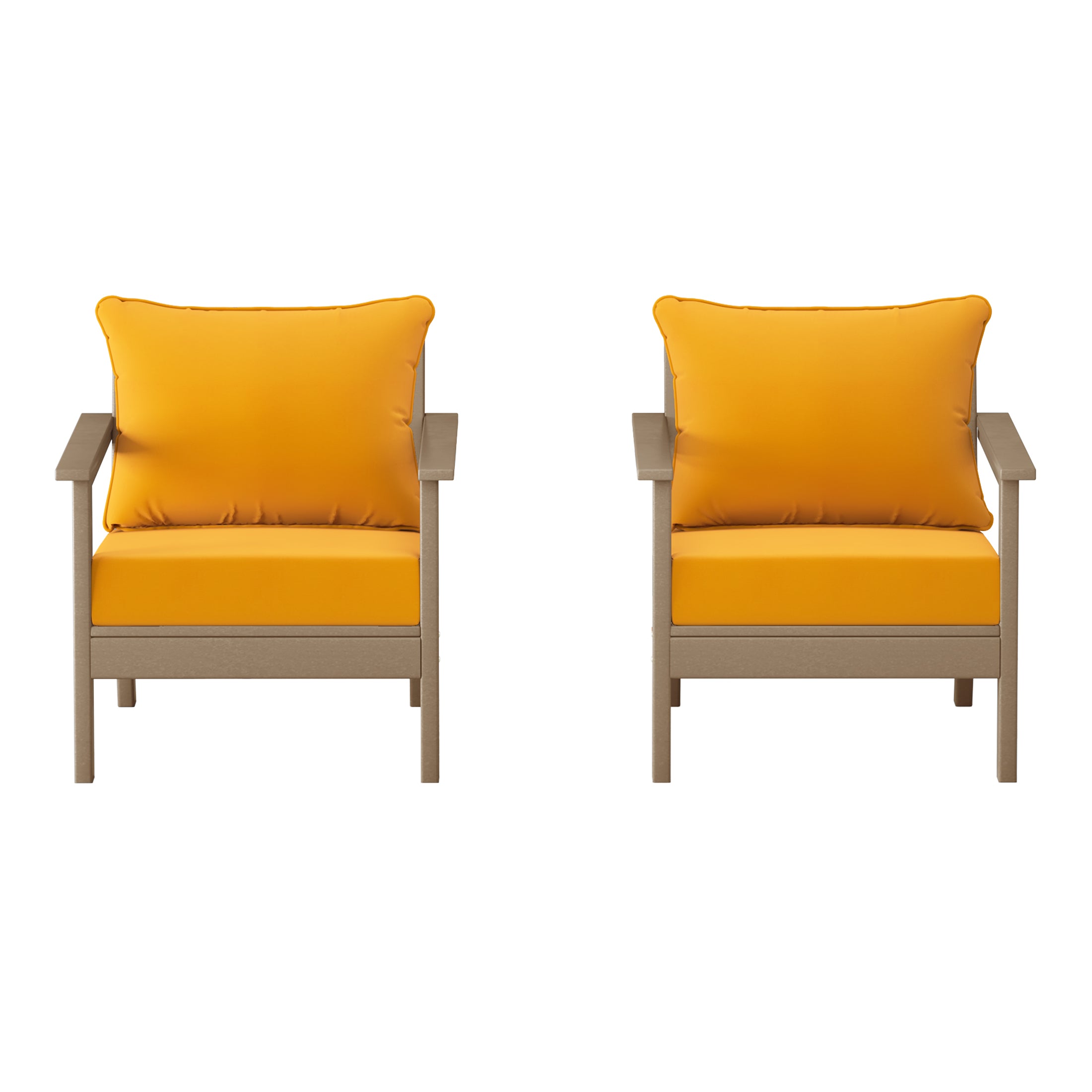 Portsmouth Outdoor Modern HDPE Patio Club Chairs with Deep Seat Cushions (Set of 2)