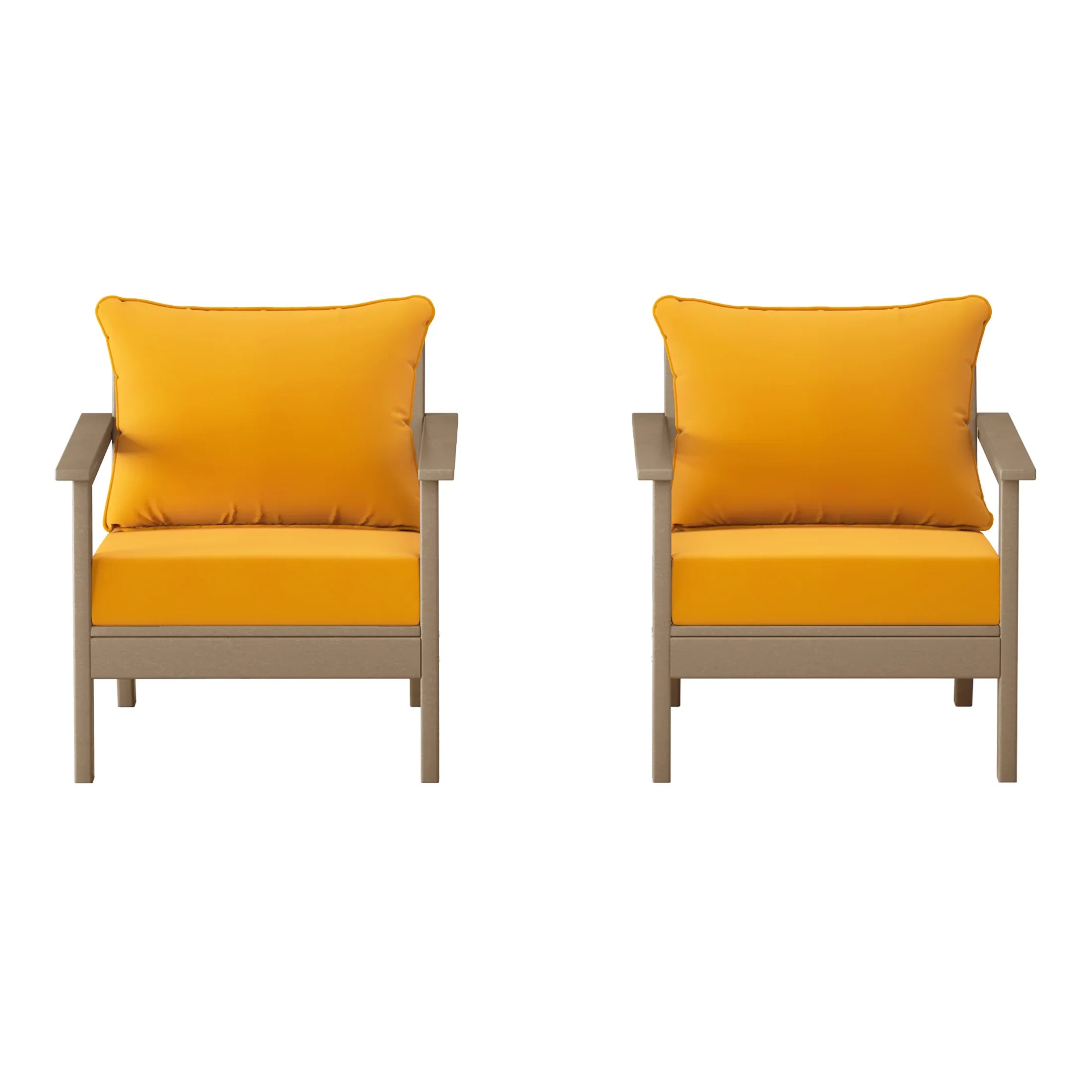 Portsmouth Outdoor Modern HDPE Patio Club Chairs with Deep Seat Cushions (Set of 2)