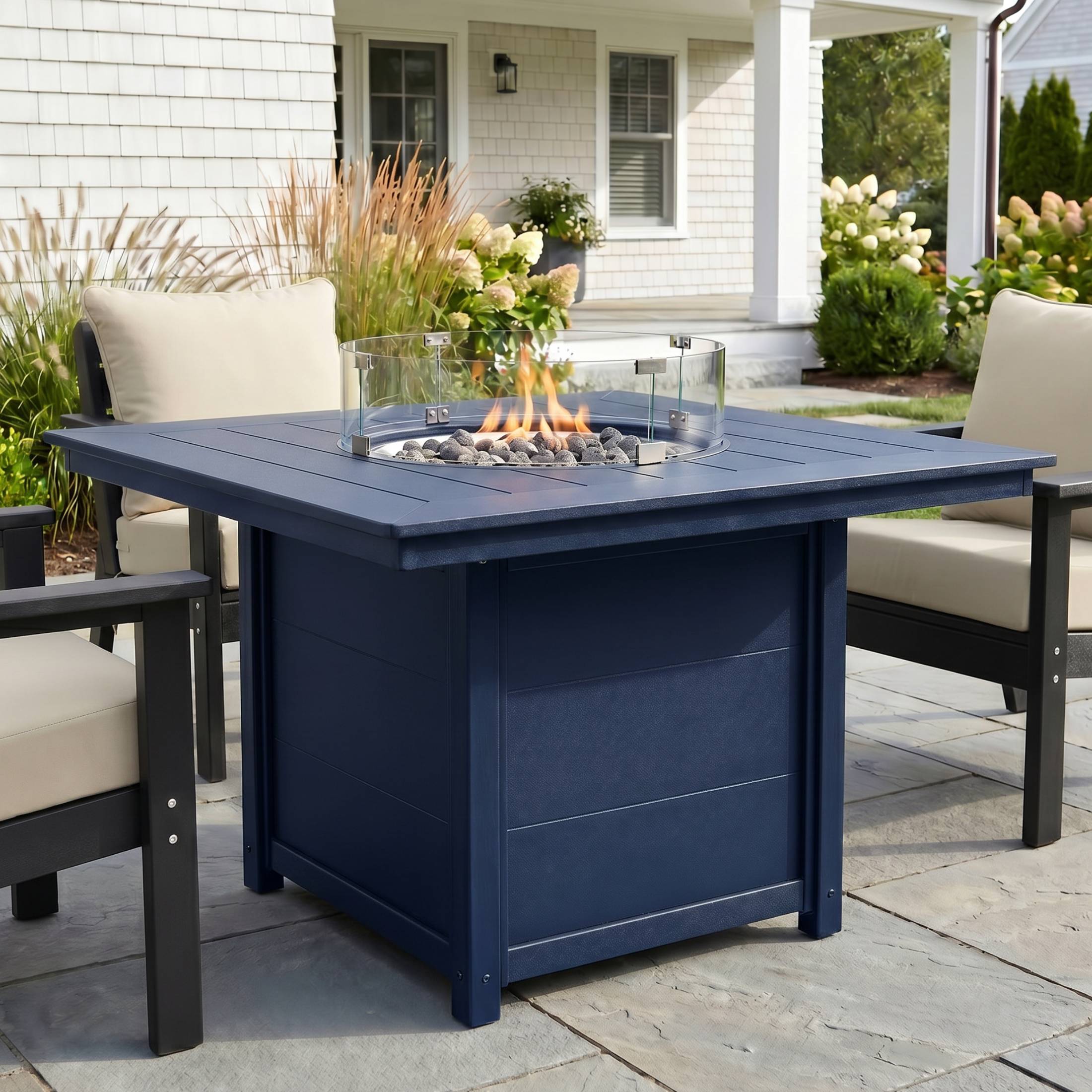 Sol Modern Outdoor Patio Propane 42" Square Fire Pit Table