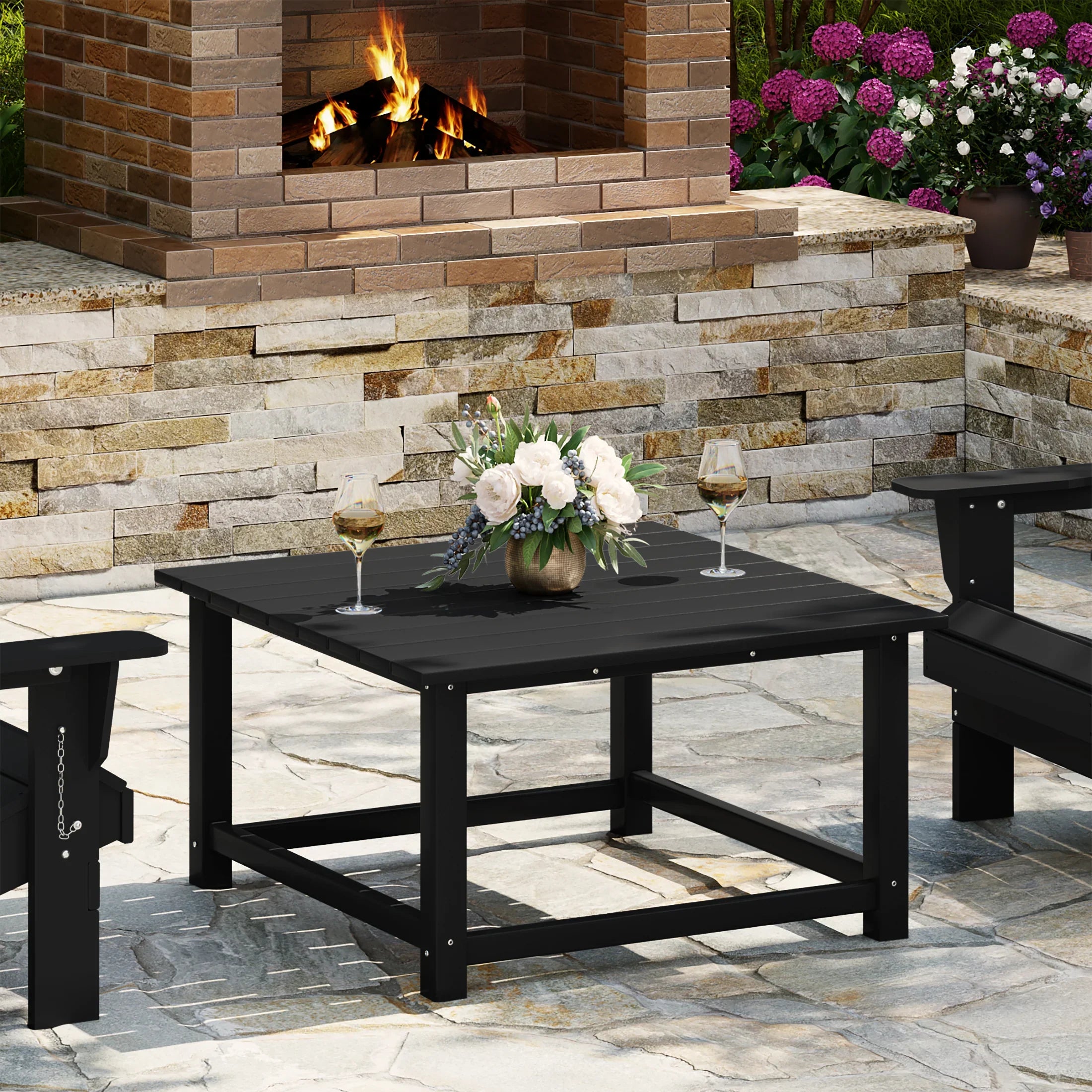Paradise Low Outdoor HDPE Square Patio Coffee Table