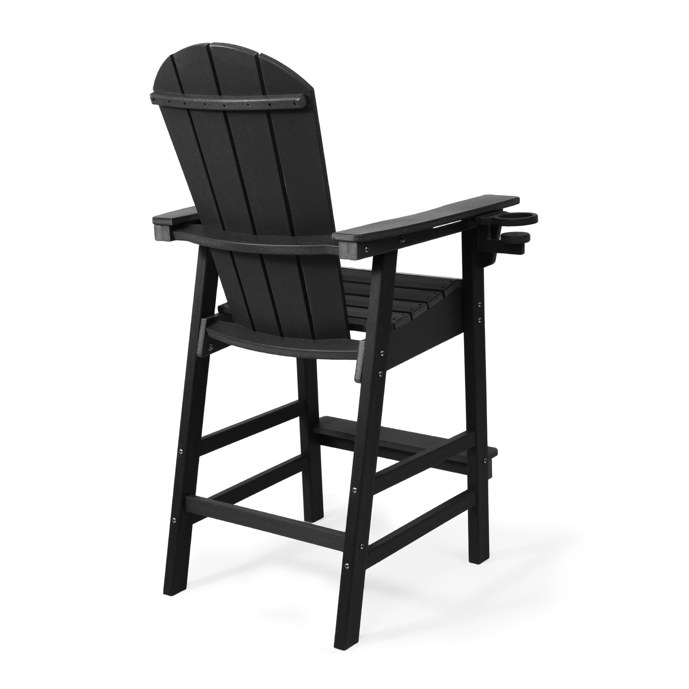 Paradise Outdoor HDPE Tall Adirondack Bar Height Chair With Cup Holder