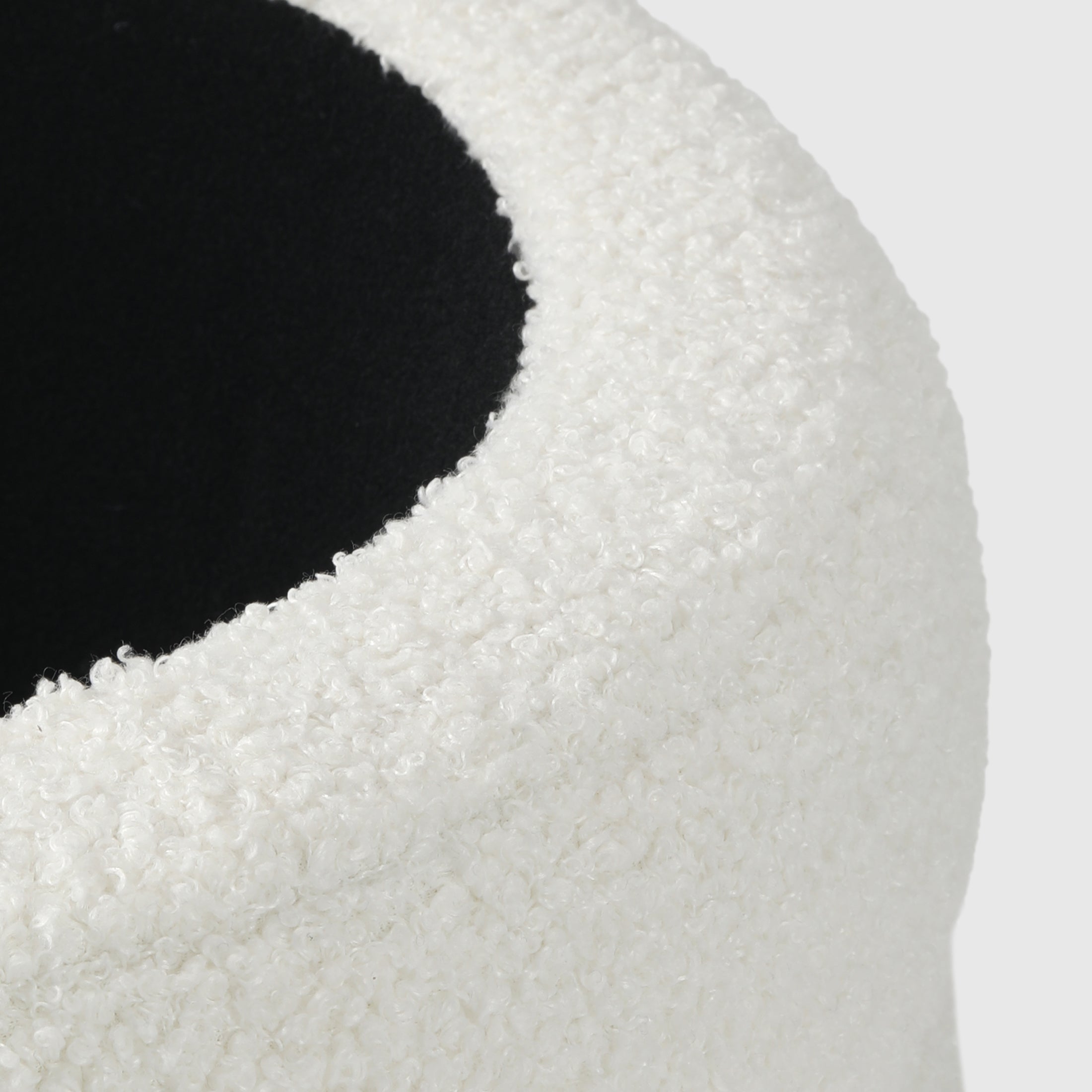 Celine Mid-Century Modern Faux Sherpa Round Storage Ottoman