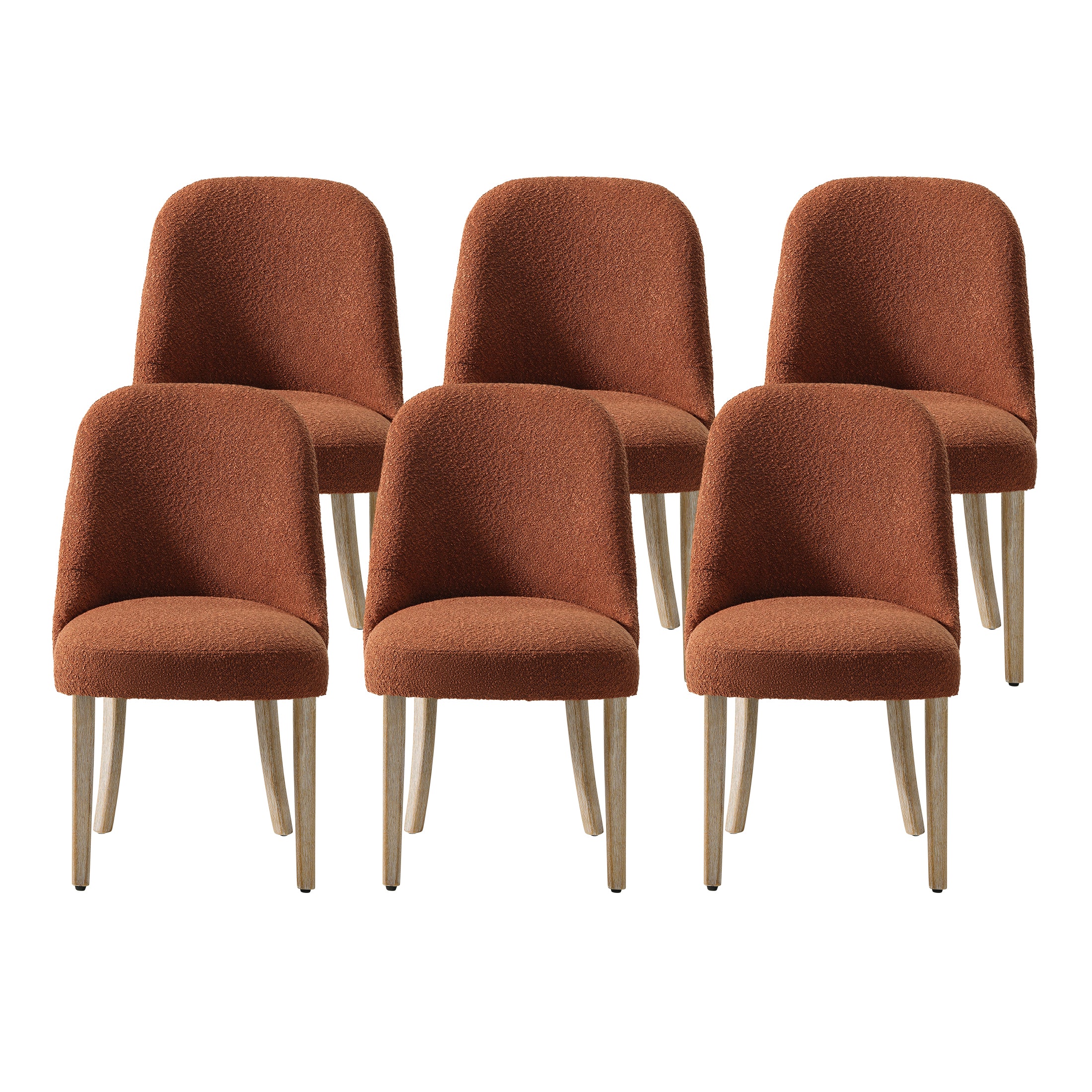 Amélie Mid-Century Modern Upholstered Boucle Dining Chair (Set of 6)