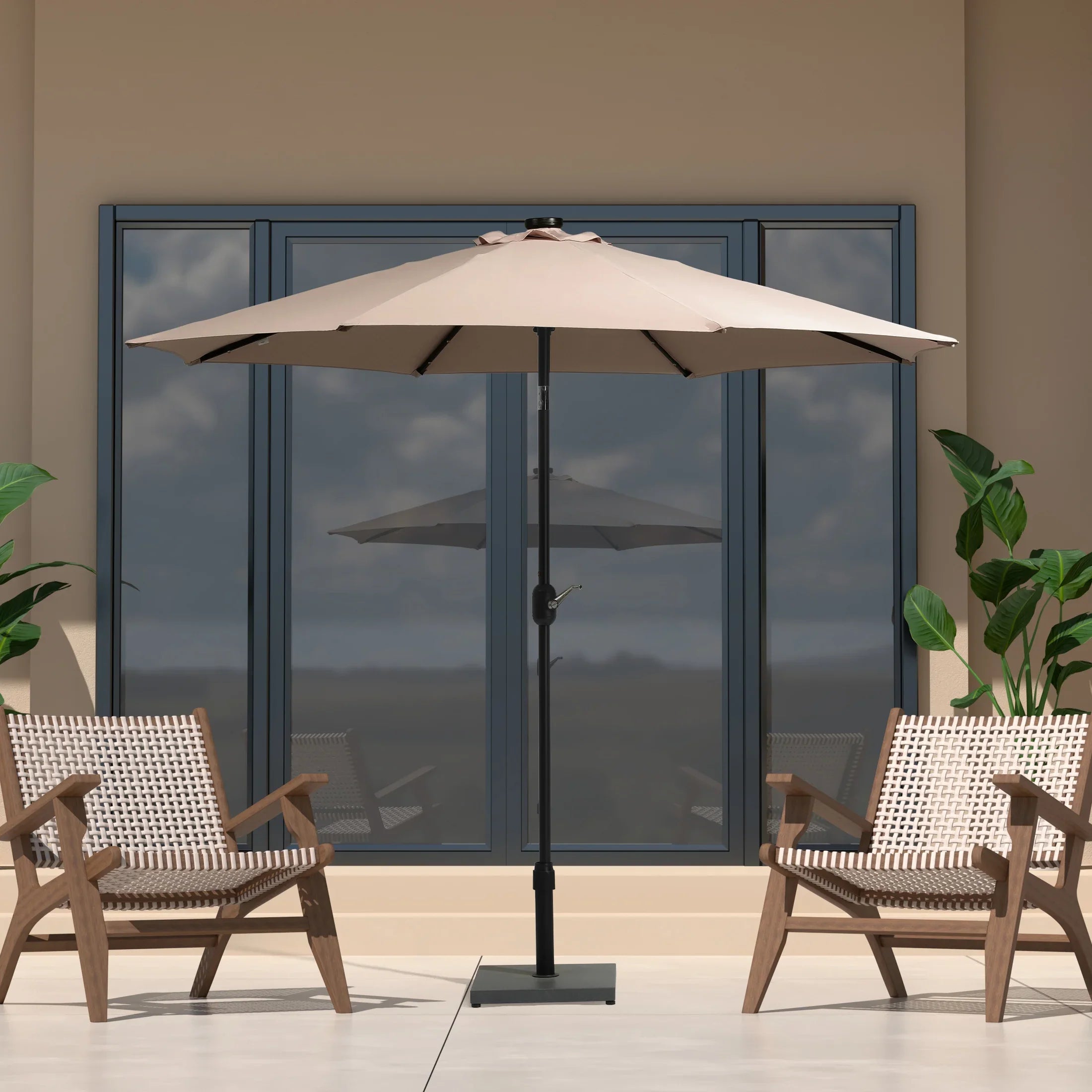Westlake 9 ft. Patio Solar Power LED lights Market Umbrella Westlake 9 ft. Patio Solar Power LED lights Market Umbrella
