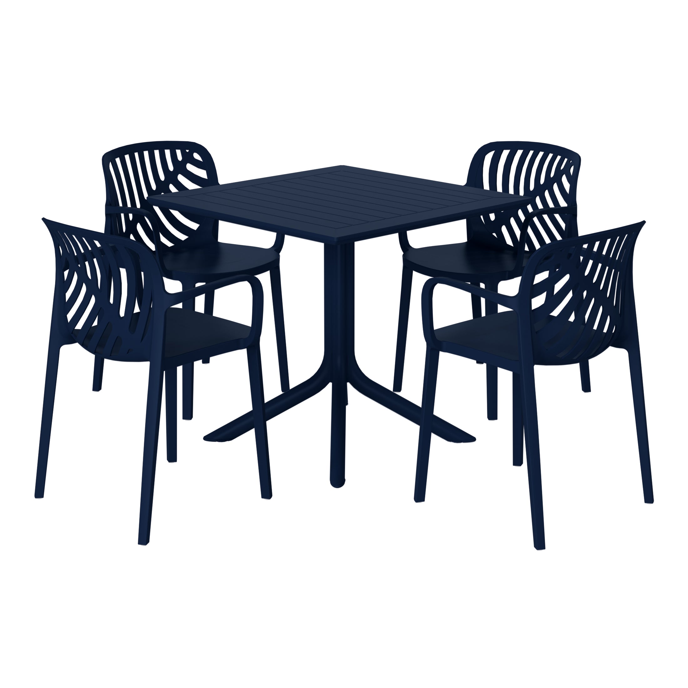 Sunshine 5-Piece Outdoor Square Patio Dining Table Set with Stackable Patio Dining Chairs
