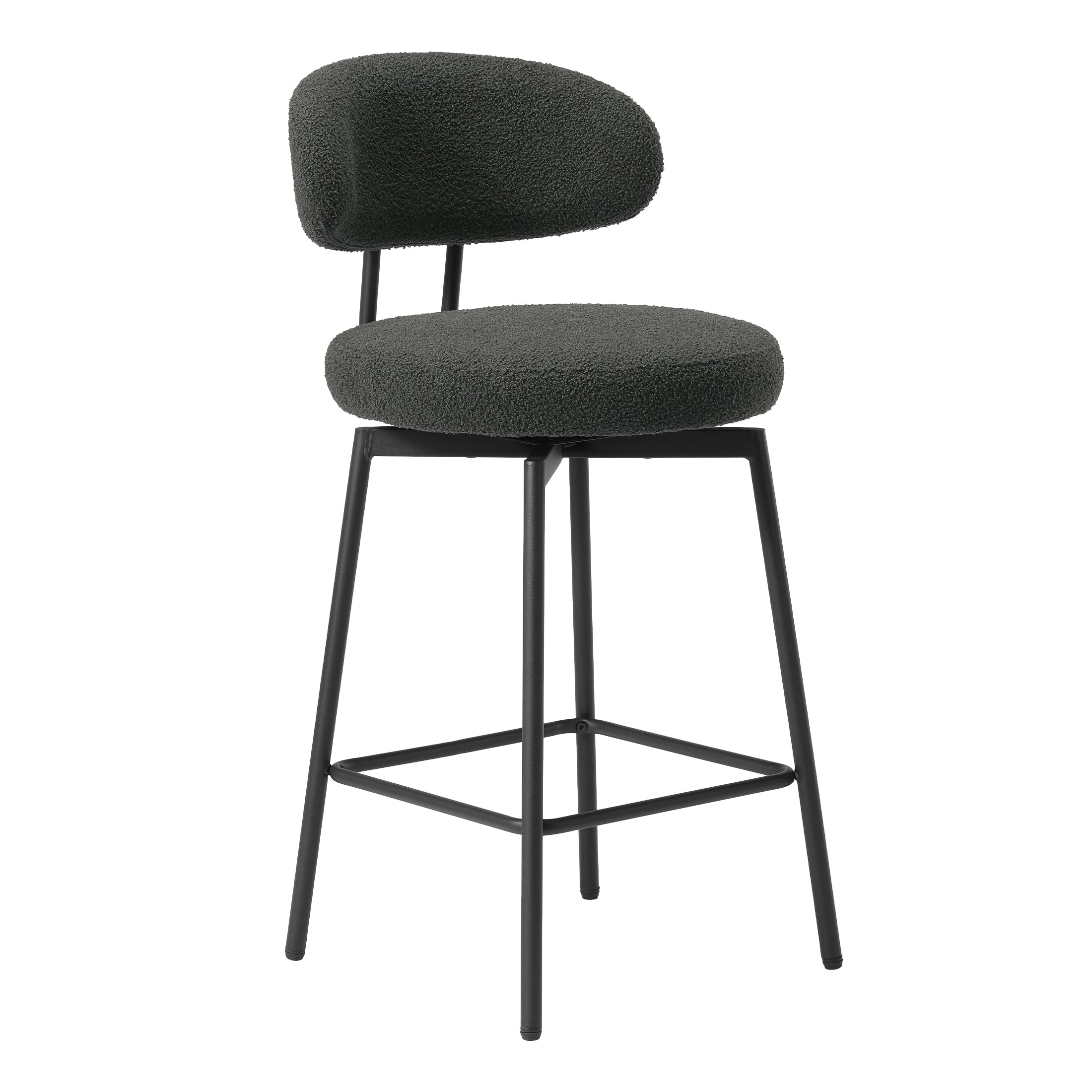Celine Modern Upholstered Sherpa Fabric Counter Height Bar Stools with Back (Set of 2)