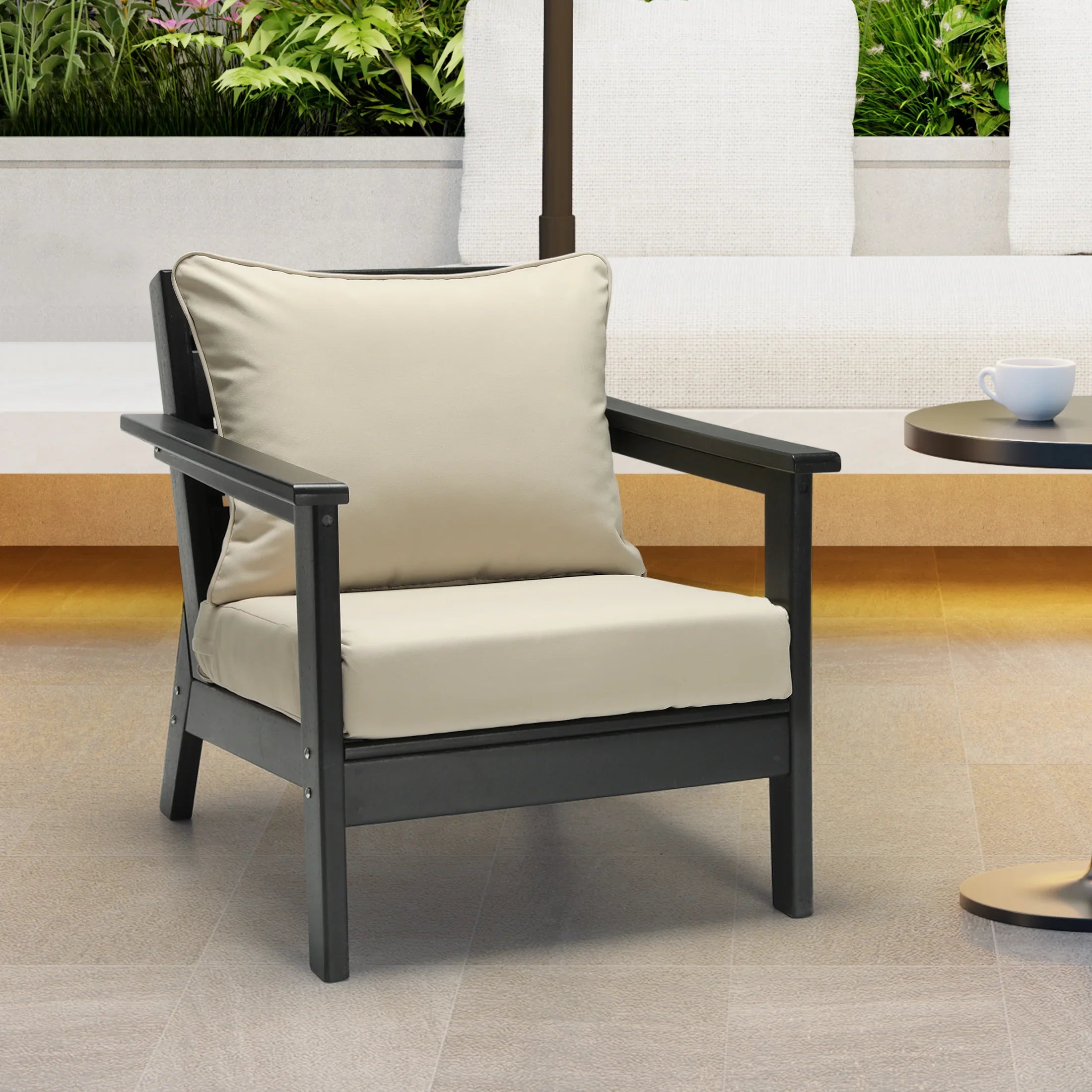 Harmony Water Repellent Outdoor 2-Piece Deep Set Patio Seat Back Chair Cushions, 25" x 25"