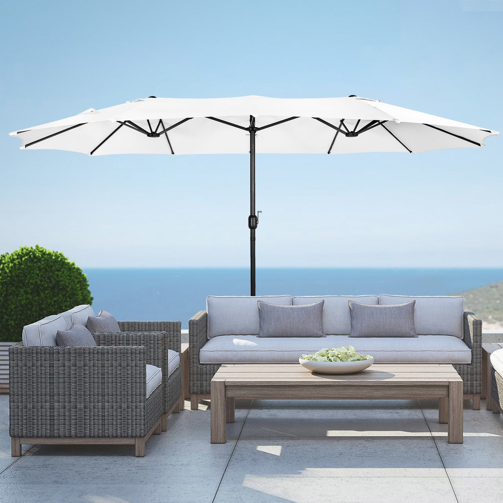 Easton Twin 15 x 9 ft. retangular shape Market / Outdoor dining table umbrella