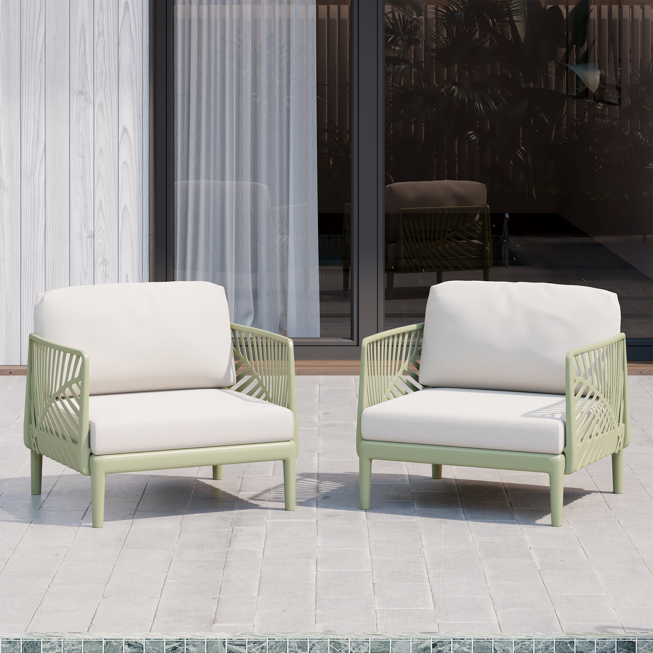 Sunshine Modern Outdoor Polypropylene Resin Deep Seating Patio Club Chair (Set of 2)