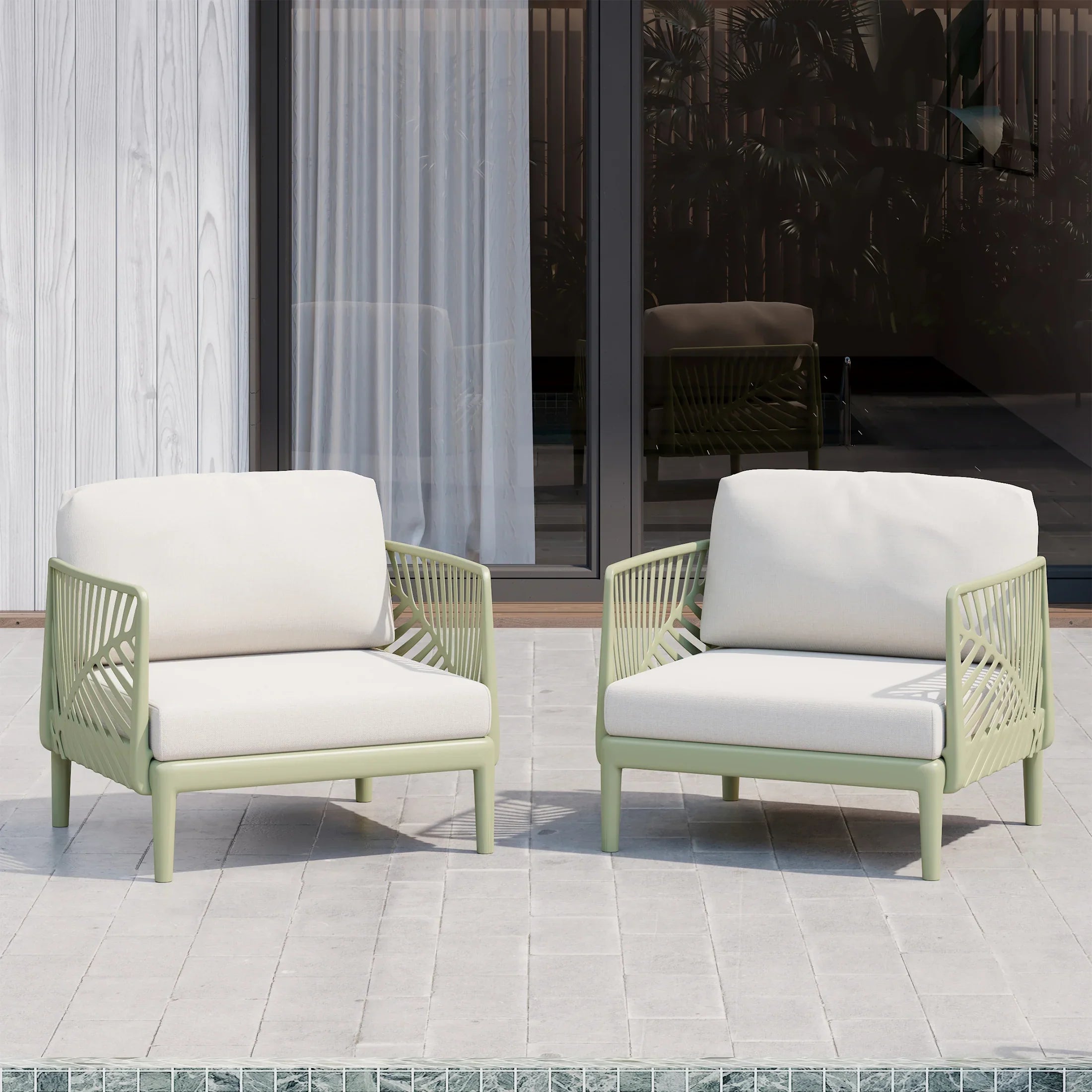 Sunshine Modern Outdoor Polypropylene Resin Deep Seating Patio Club Chair (Set of 2)