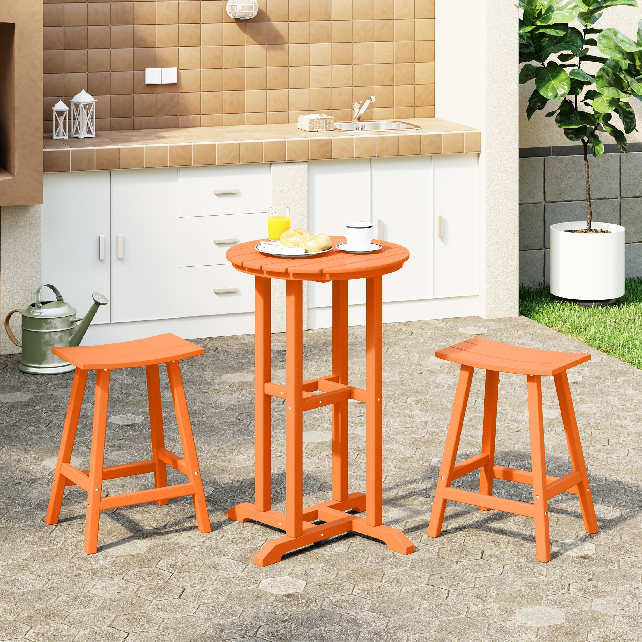 Paradise Outdoor Patio Counter Height Bar Stools Bistro Bar Table Set