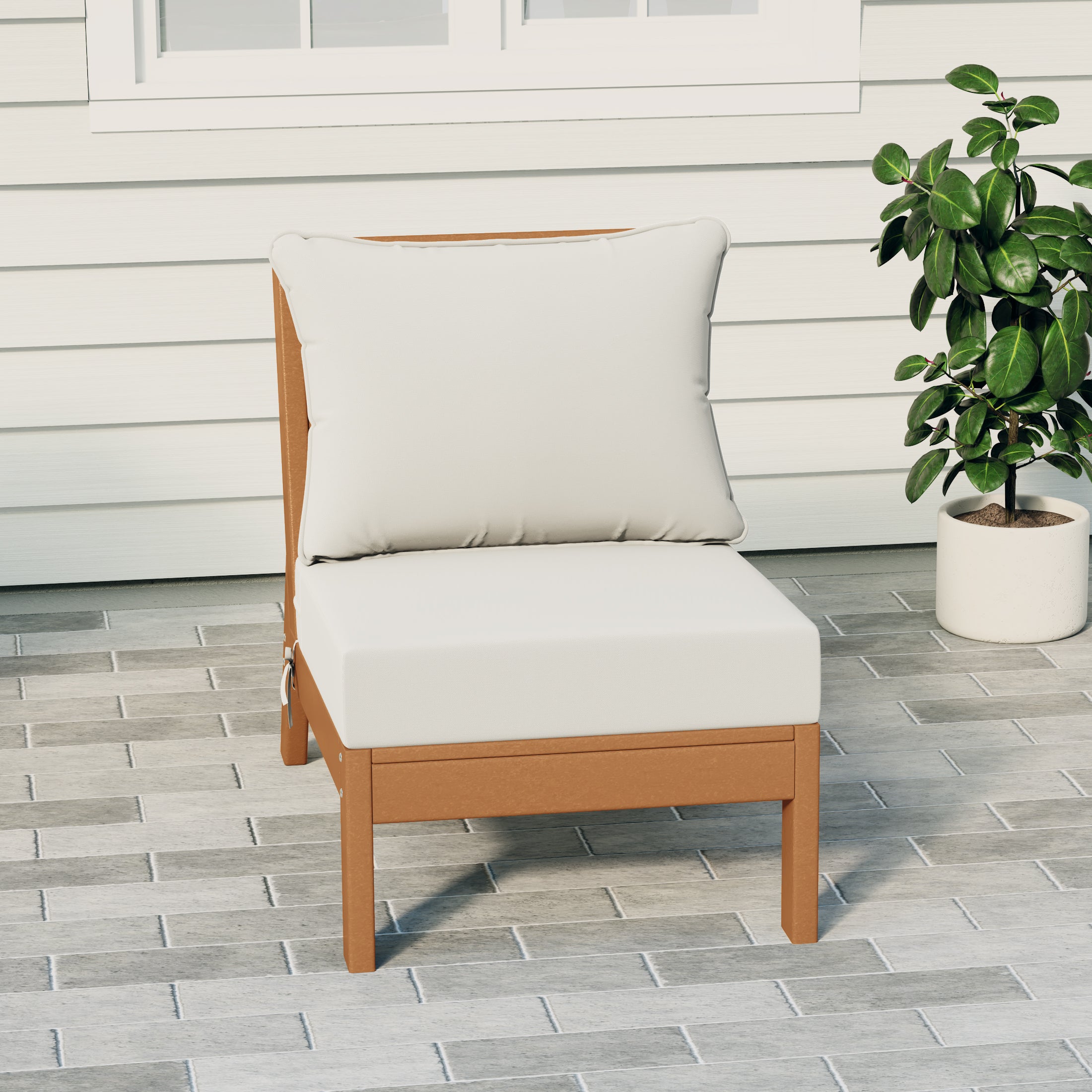 Portsmouth Outdoor HDPE Deep Seating Modular Armless Patio Chair with Patio Cushions
