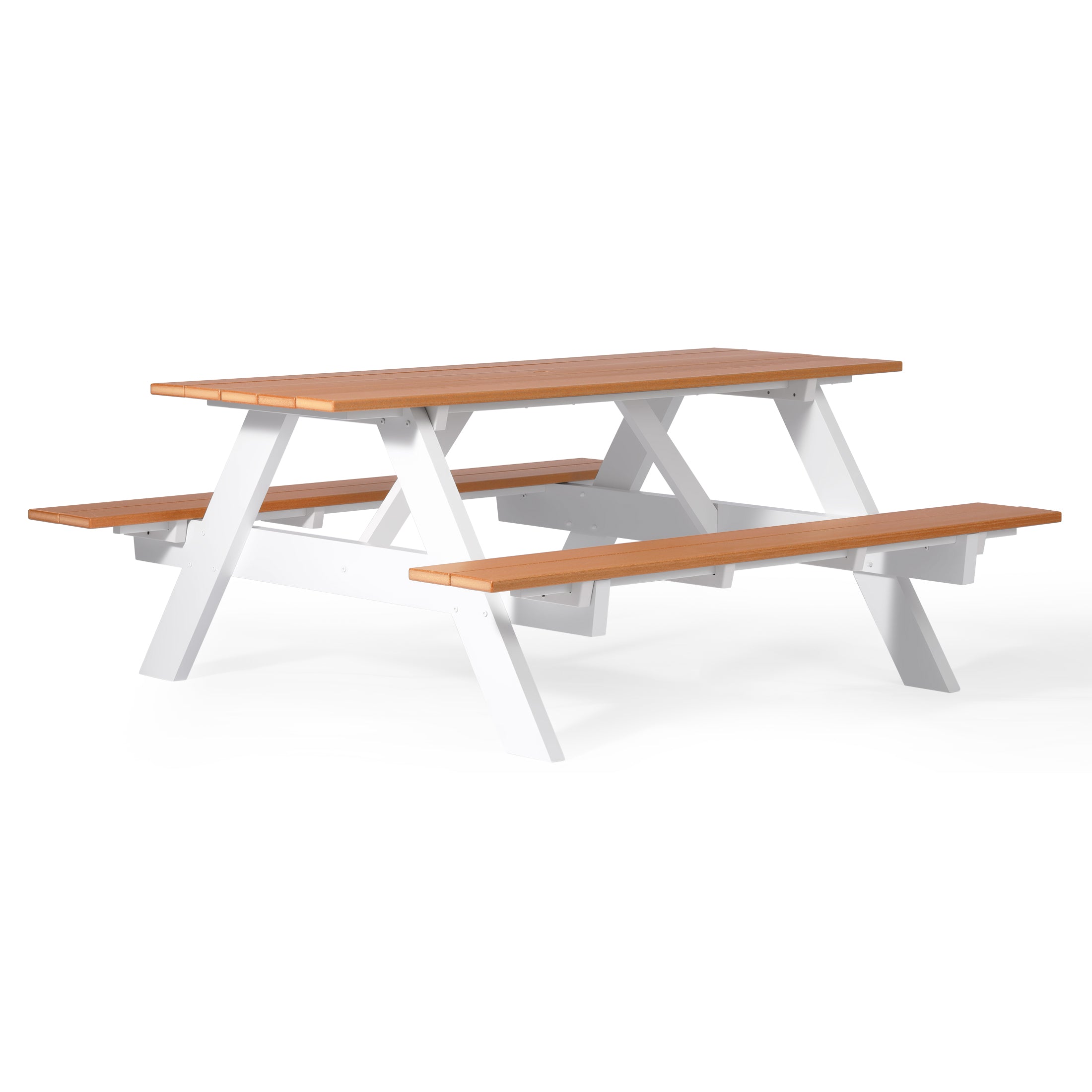 Macon Outdoor 70" HDPE Plastic Picnic Table Bench With Umbrella Hole