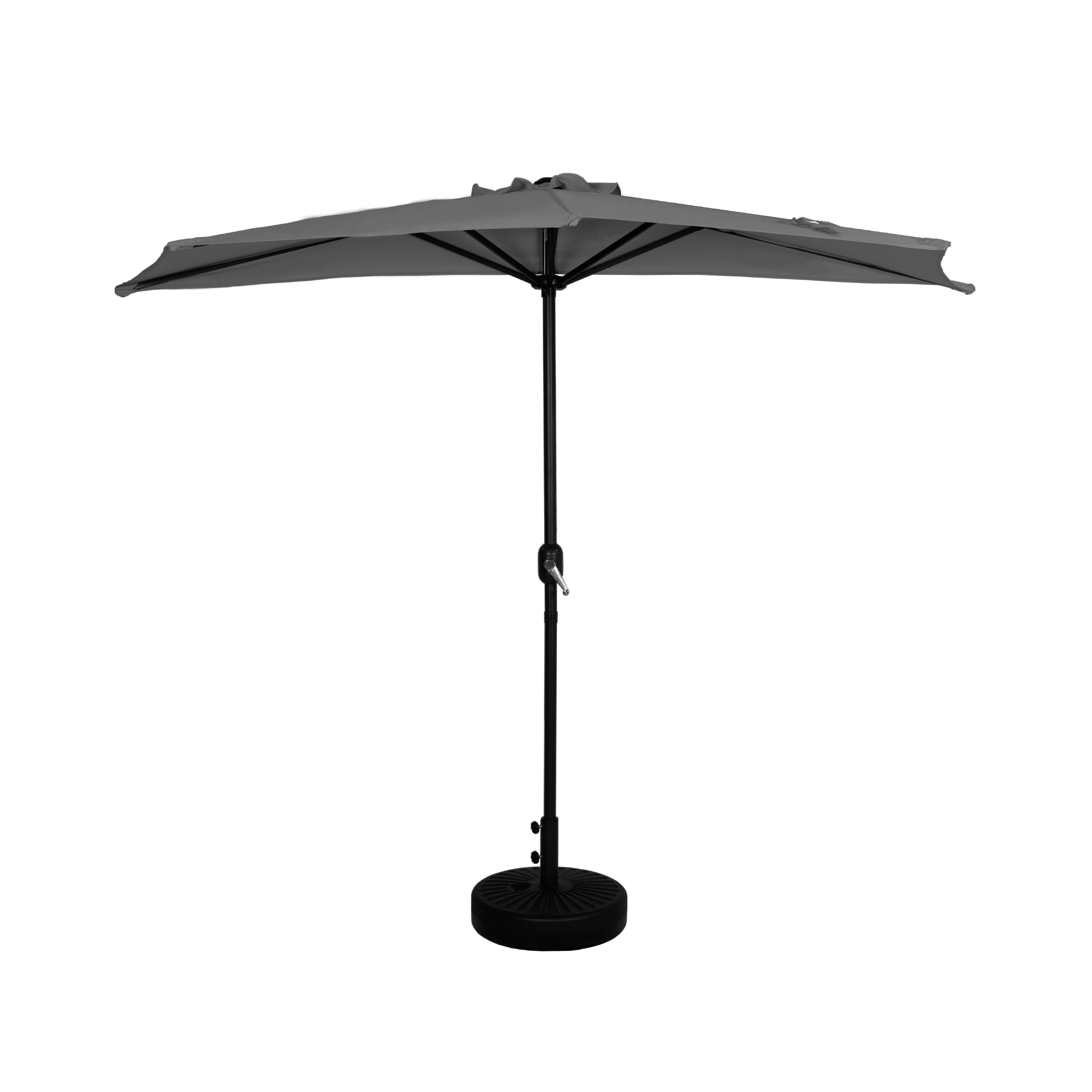 Easton 9 ft. Aluminum Half Market Crank Lift Patio Umbrella with Base