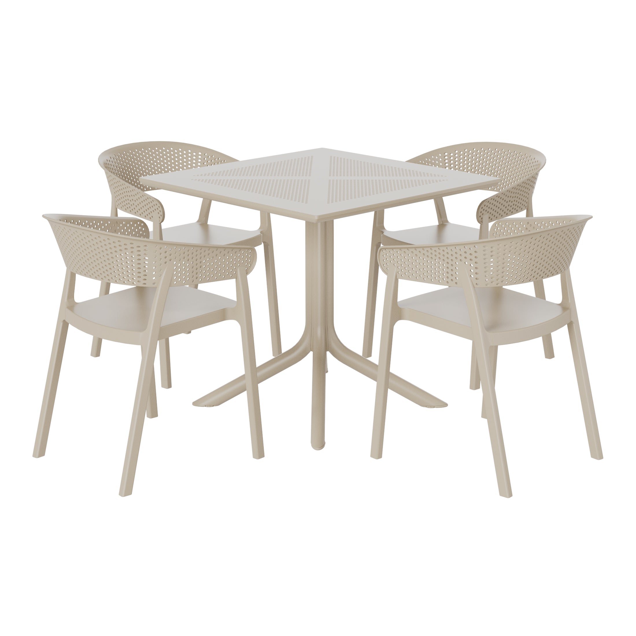 Sunshine 5-Piece Modern Patio Square Dining Table Set with Stackable Patio Dining Chairs