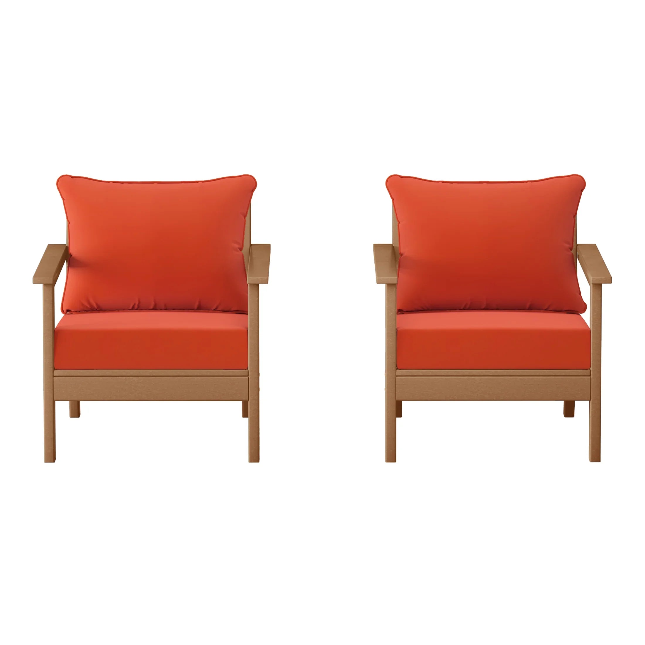 Portsmouth Outdoor Modern HDPE Patio Club Chairs with Deep Seat Cushions (Set of 2)