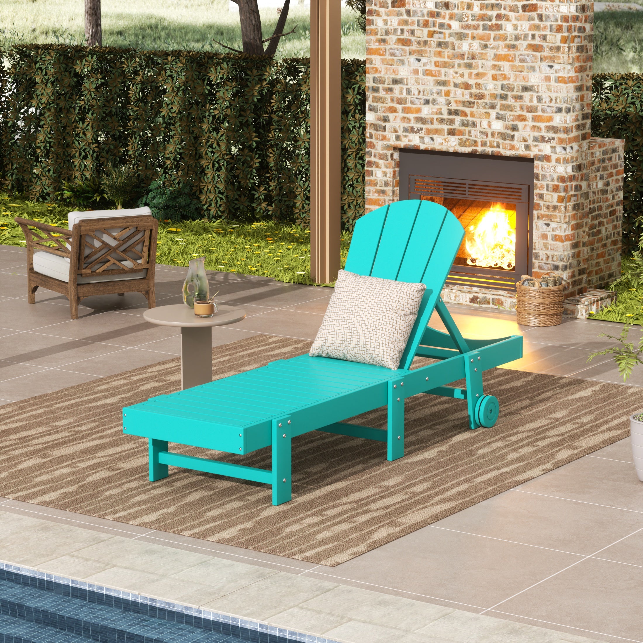 Paradise Adirondack Poly Reclining Chaise Lounge With Wheels