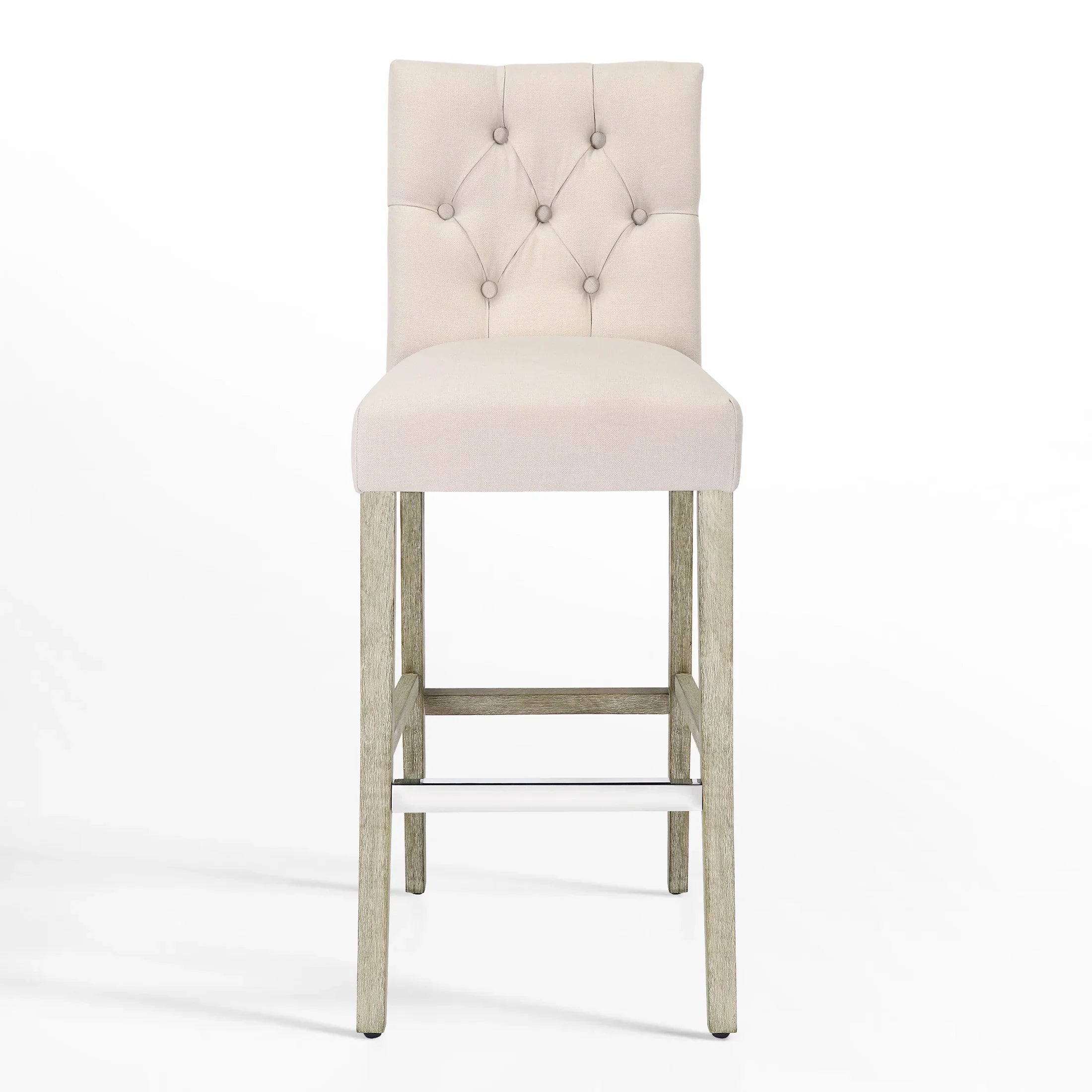 Bellmount 29" Linen Fabric Tufted Bar Stool,Antique Gray