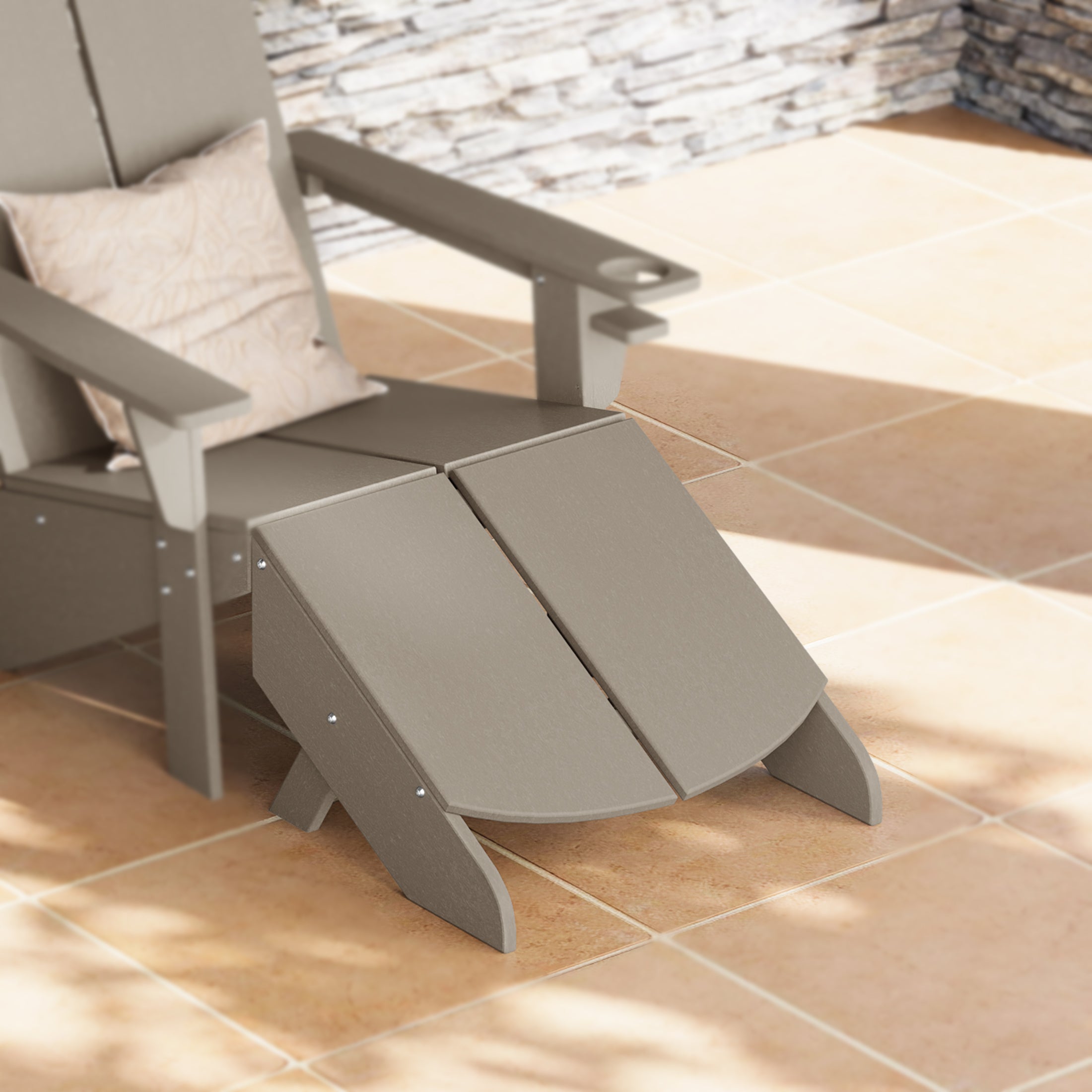 Seaview Modern HDPE Plastic Folding Patio Adirondack Ottoman