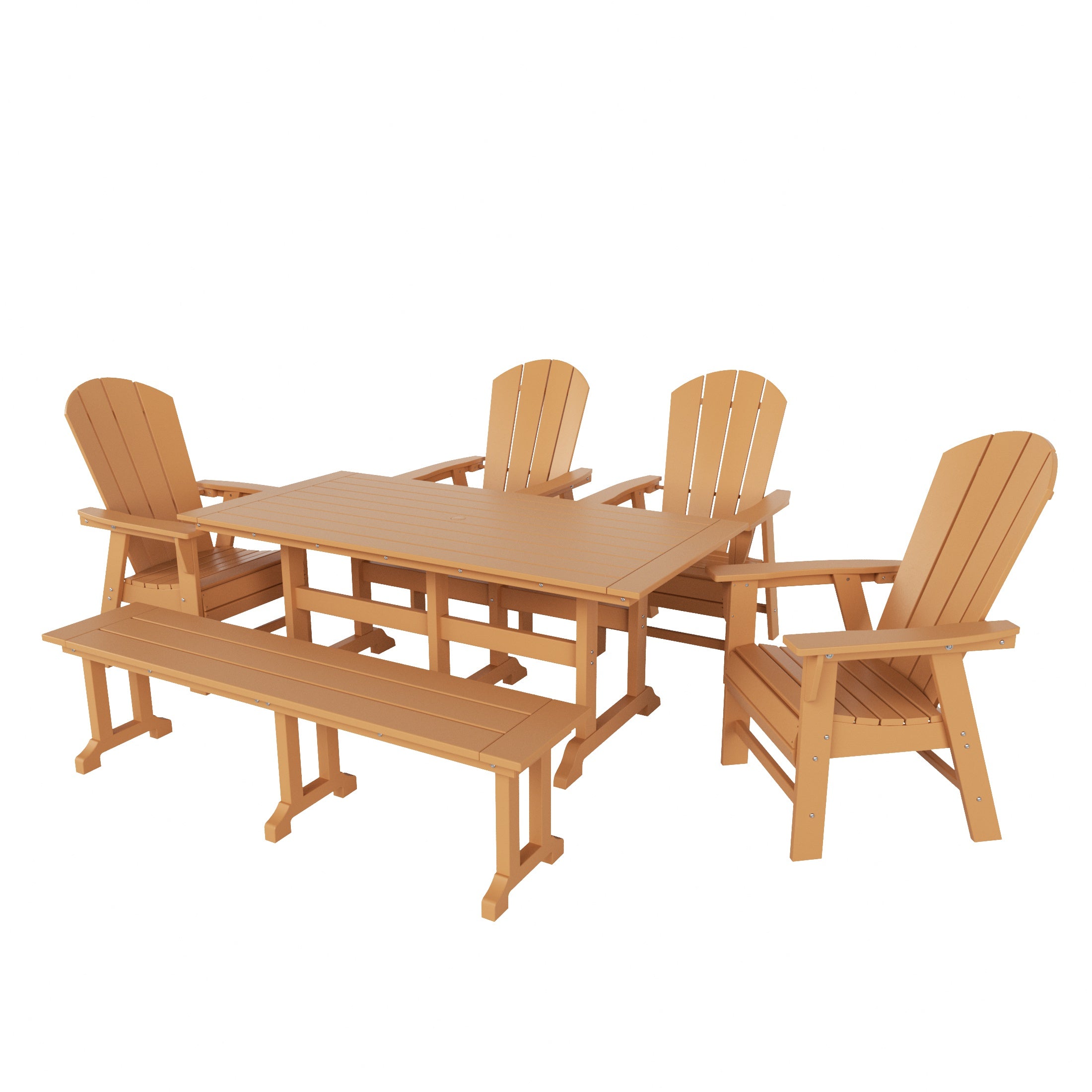 Paradise 6 Piece Outdoor Patio Dining Table and Armchair Dining Bench Set