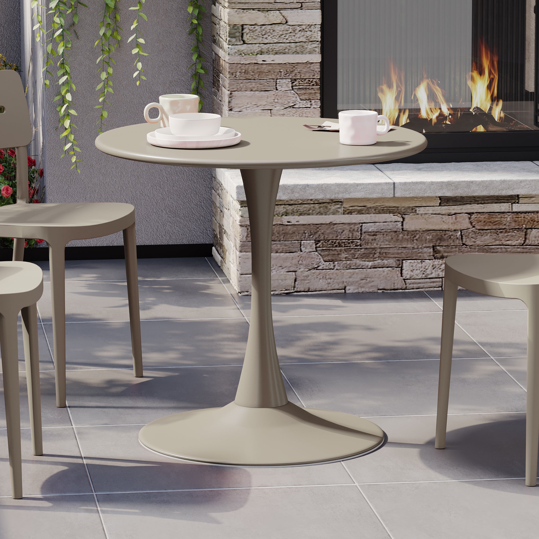 Sunshine 31.5" Round Outdoor Indoor Metal Cocktail Dining Table