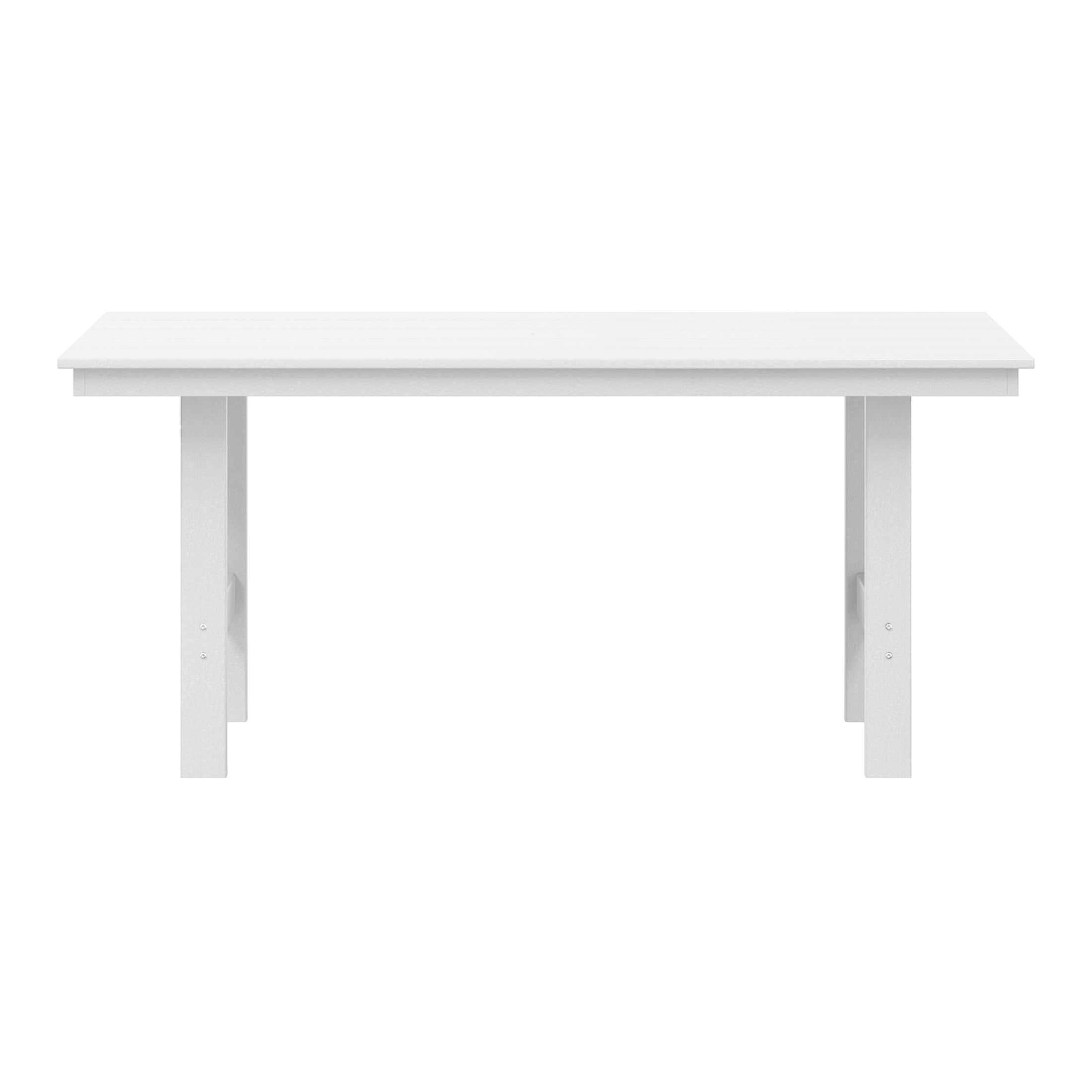 Palms Outdoor Modern HDPE 66" Wide Rectangle Patio Dining Table for 6