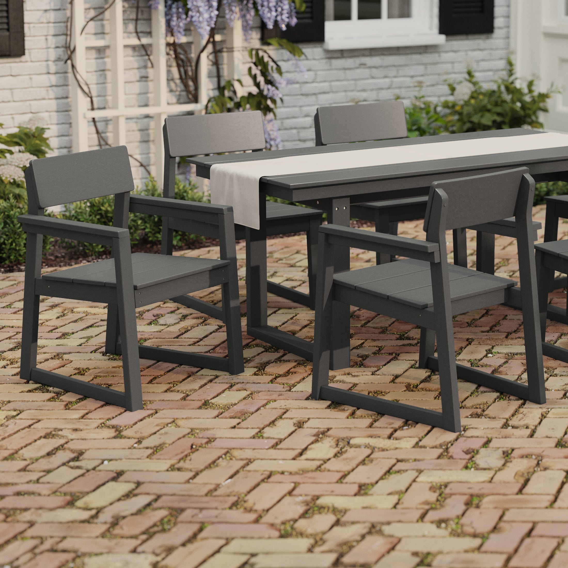 Cambria Modern HDPE Outdoor Patio Dining Arm Chairs (Set of 2)