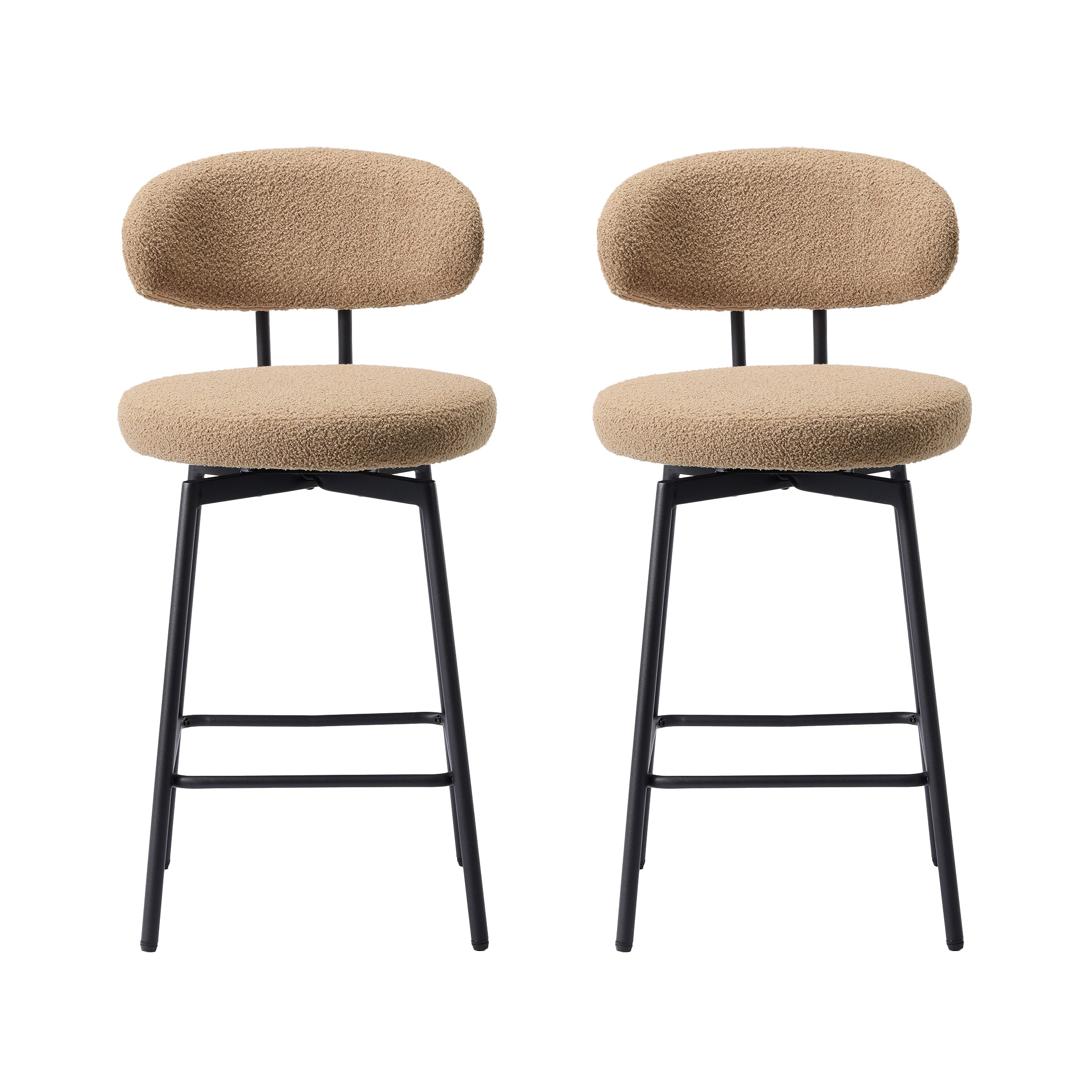 Celine Modern Upholstered Sherpa Fabric Counter Height Bar Stools with Back (Set of 2)