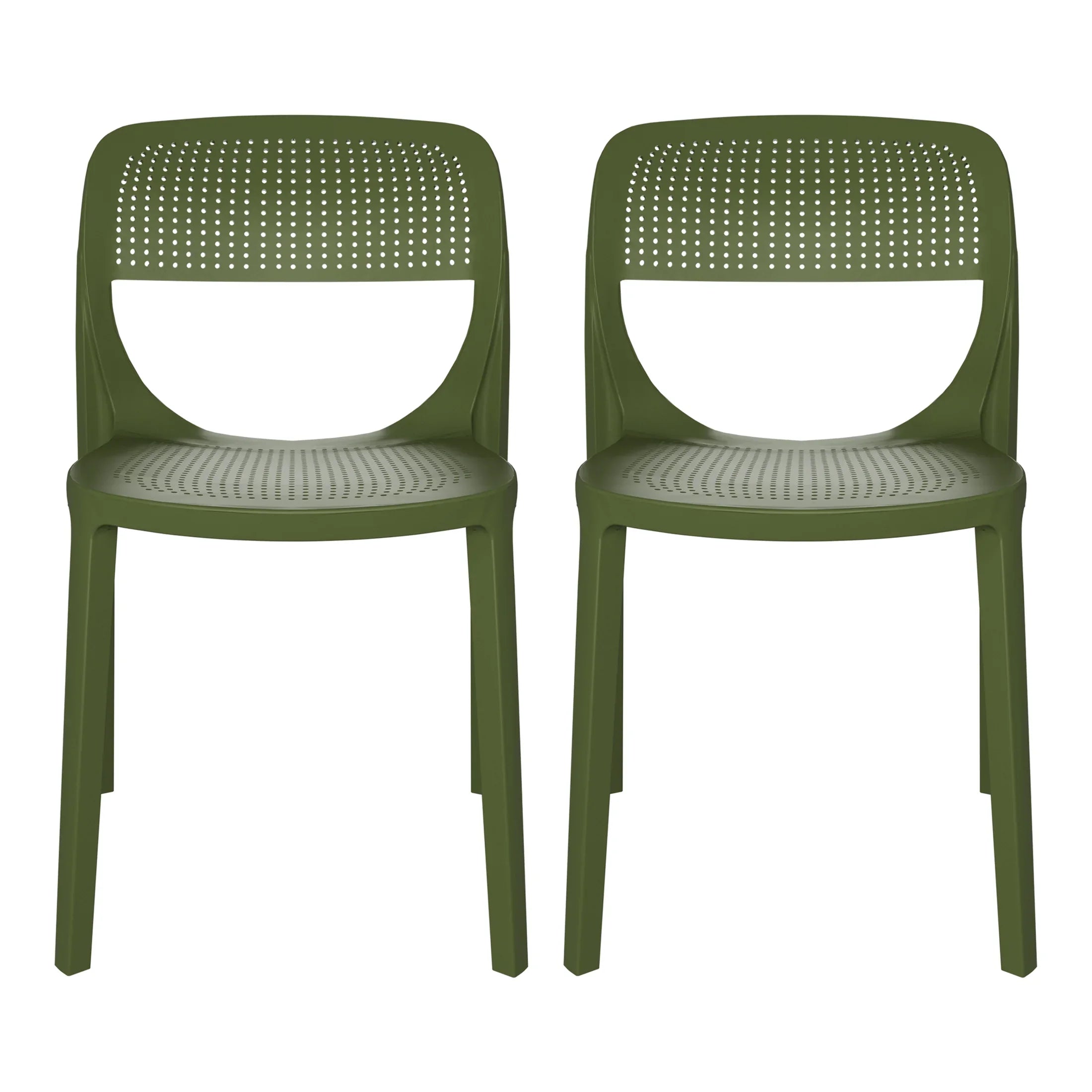 Sunshine Modern Stackable Plastic Resin Patio Dining Side Chair (Set of 2)